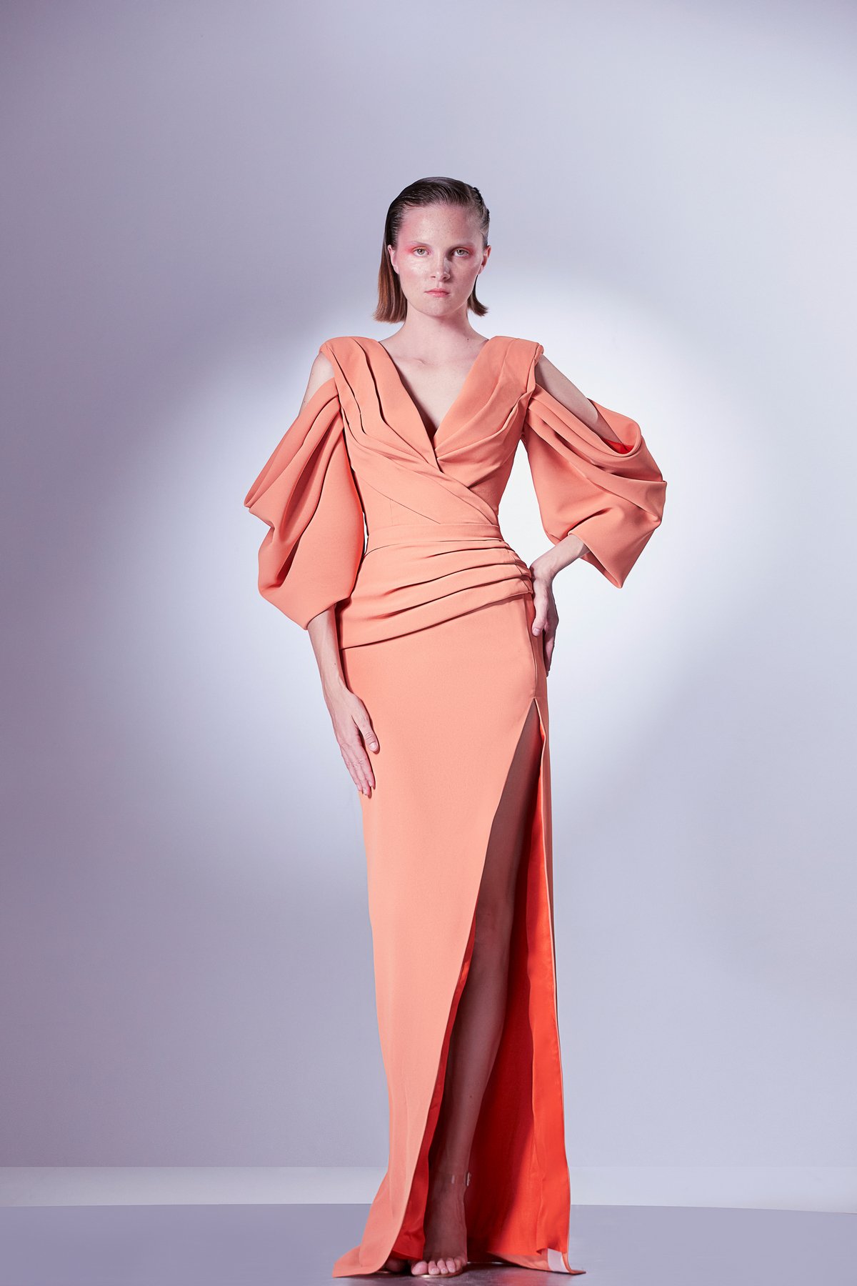 Loose Sleeves Crepe Dress