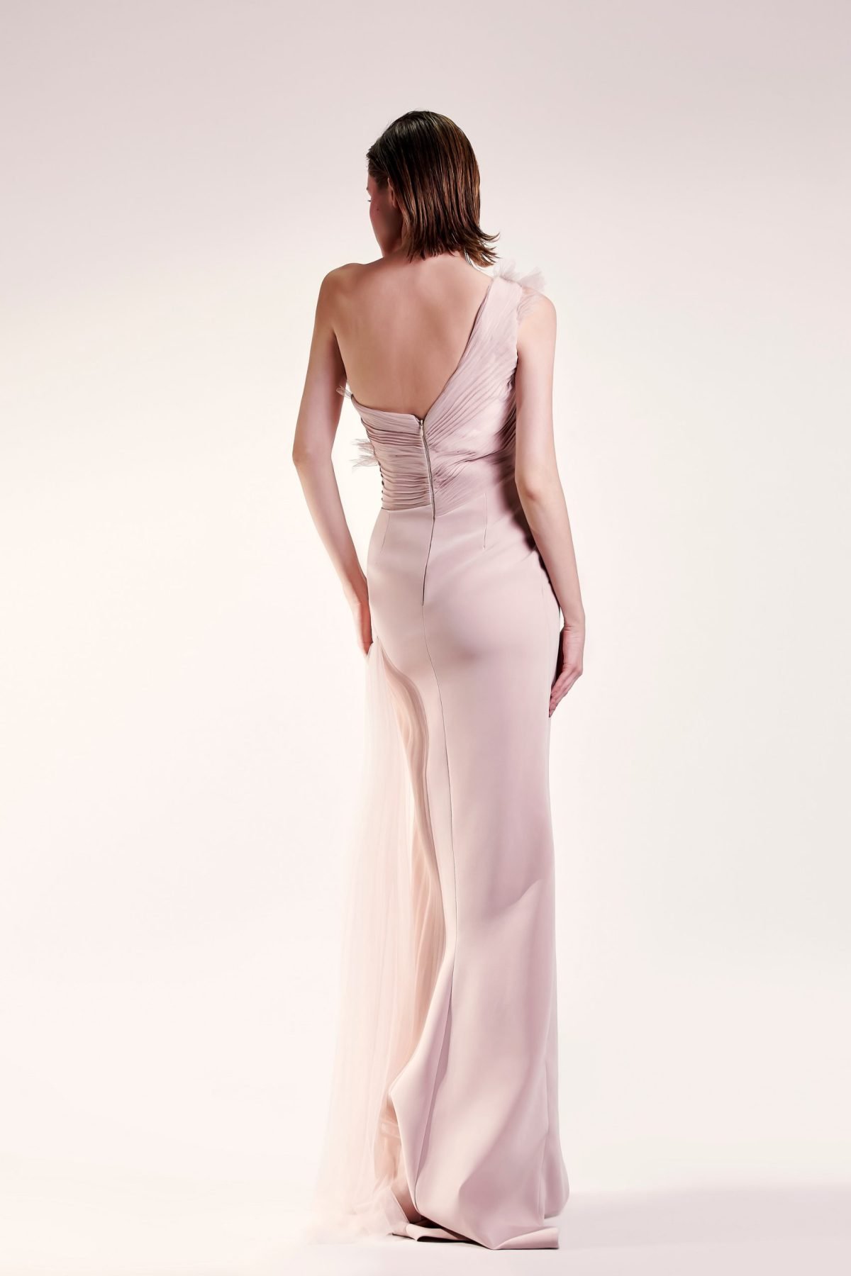 Ribbed Asymmetrical Pink Dress