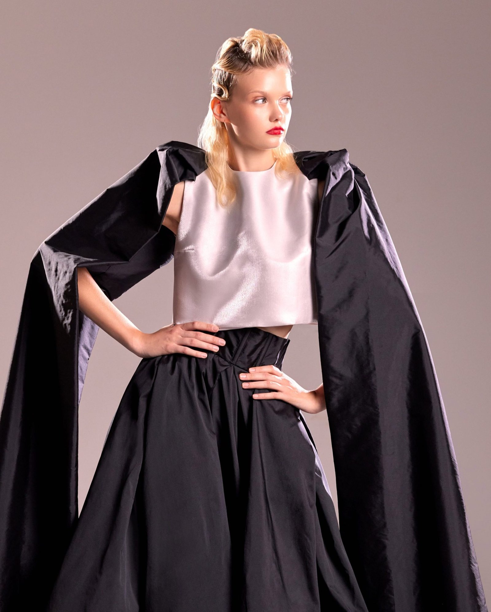Cropped Silver Top with Cape