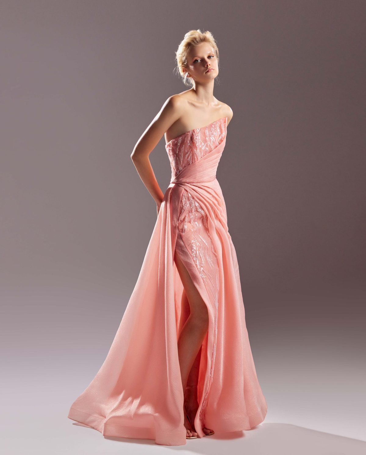 Lace Sequins Coral Dress