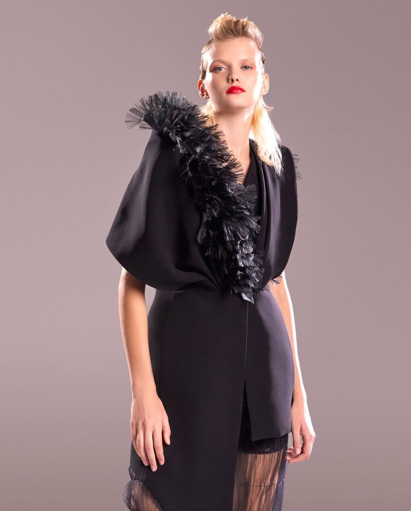 Ruffled Organza Black Jacket 