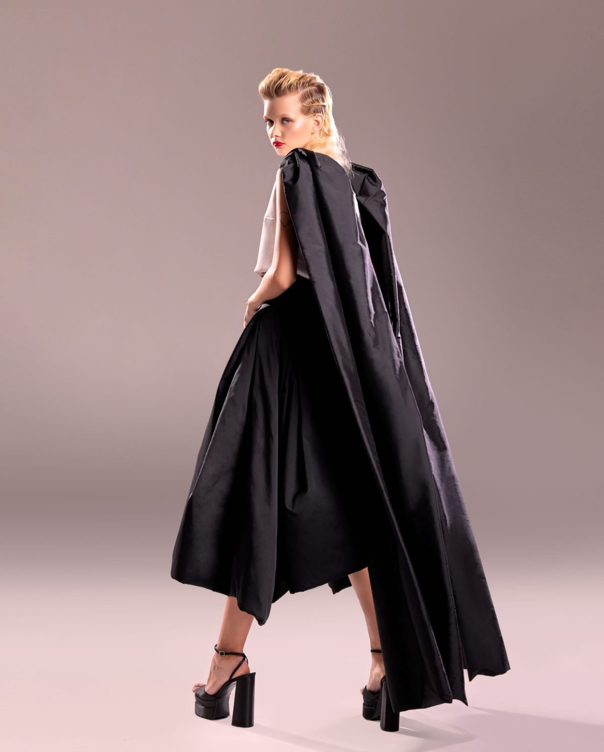 Cropped Silver Top with Cape