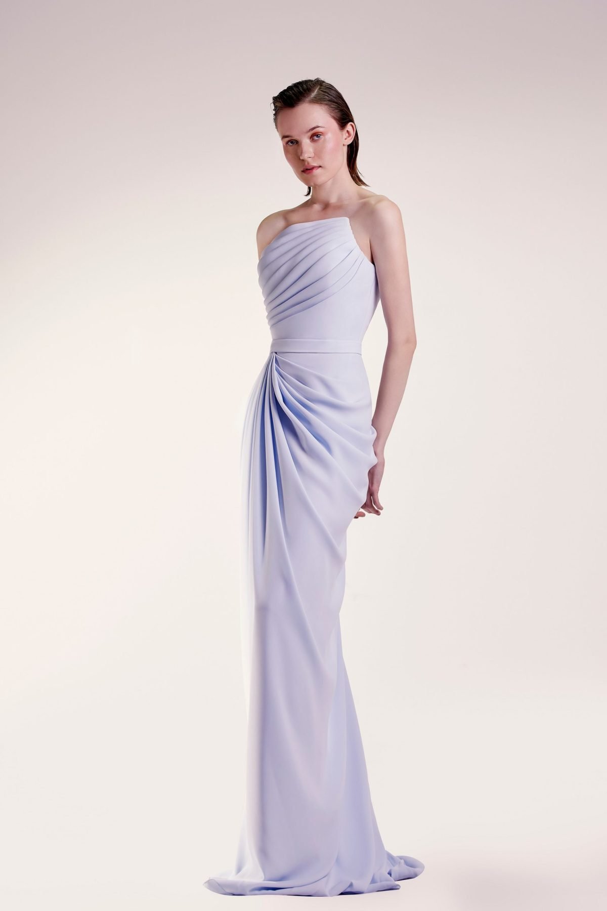 Flowingly Draped Crepe Dress