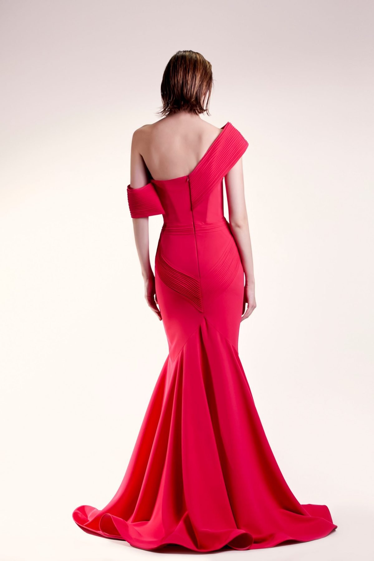Dramatically Ribbed Fuscia Dress