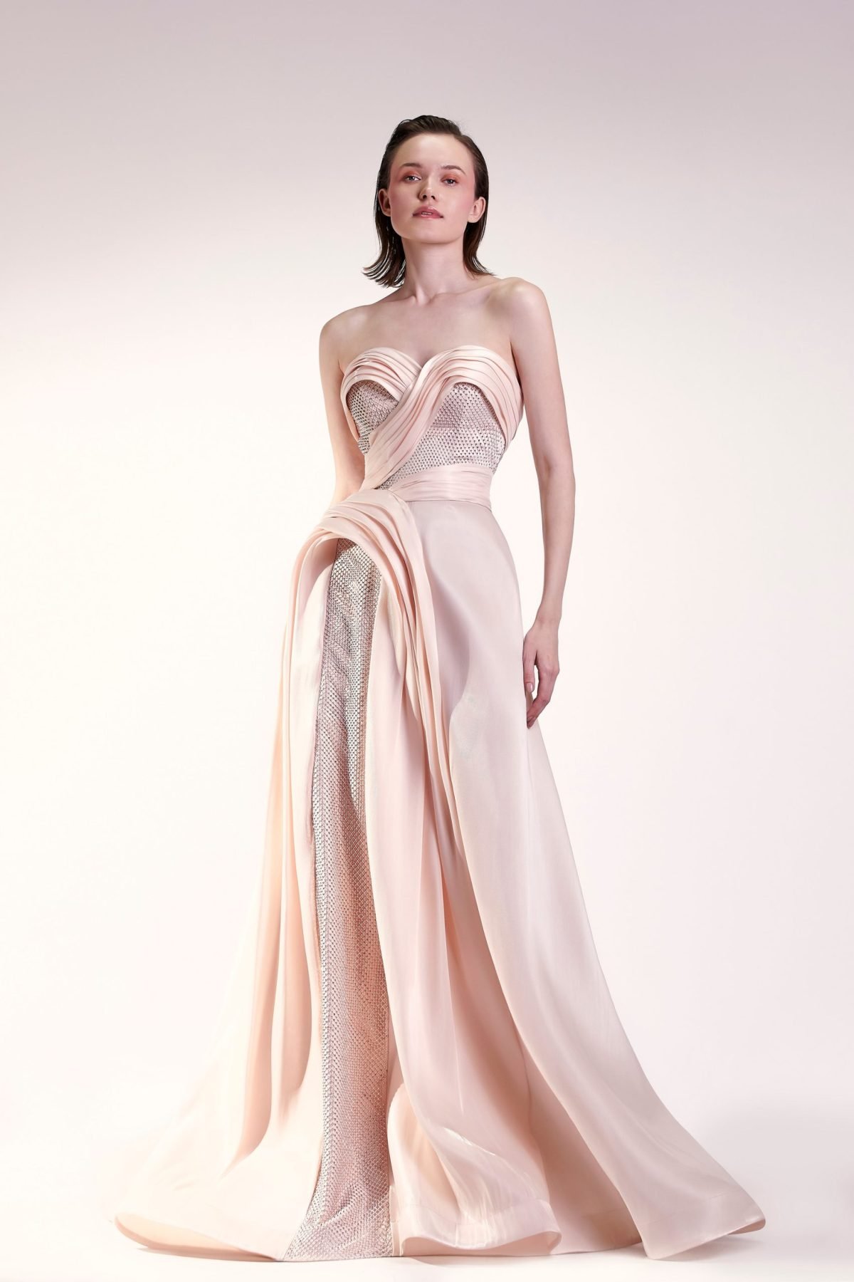 Flowing Organdie Peach Dress