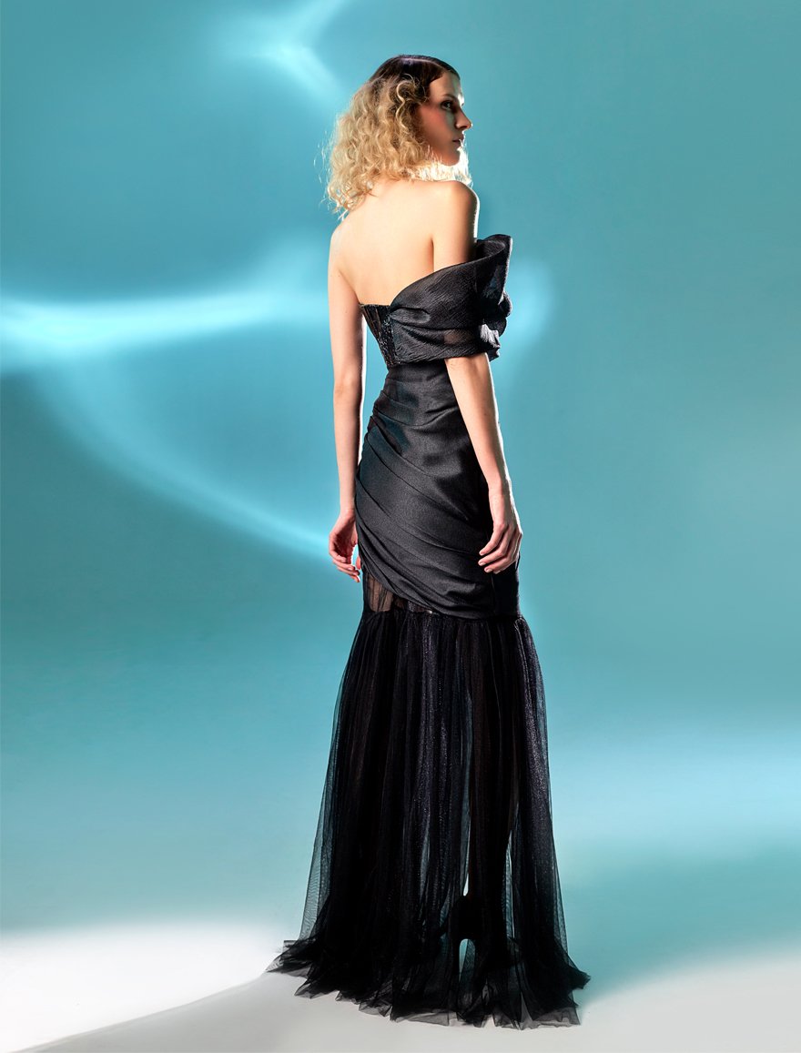 Fluid Taffeta and Tulle Skirt
