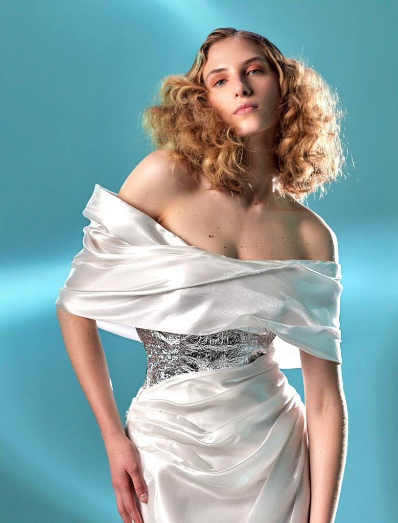 Off Shoulder White and Silver Corset 