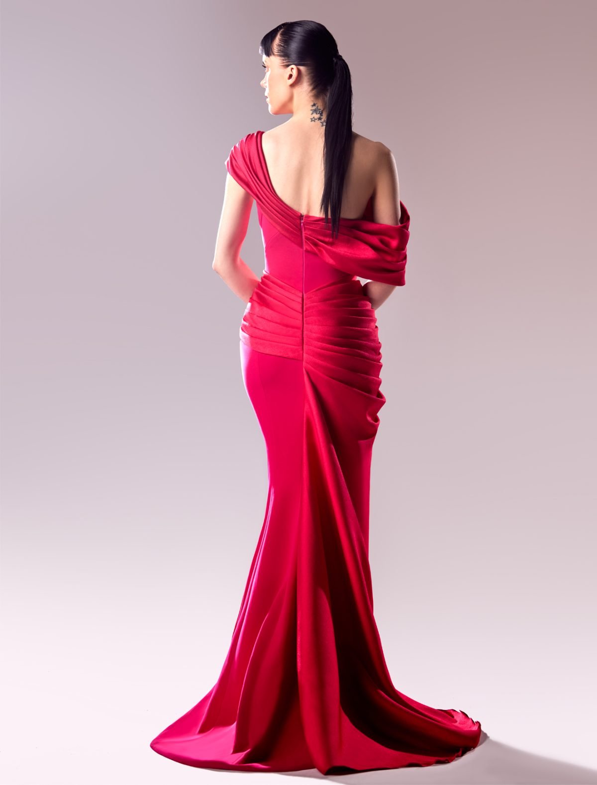 Off-Shoulder Corset Fuscia Evening Dress: A Celebration of Elegance and Allure