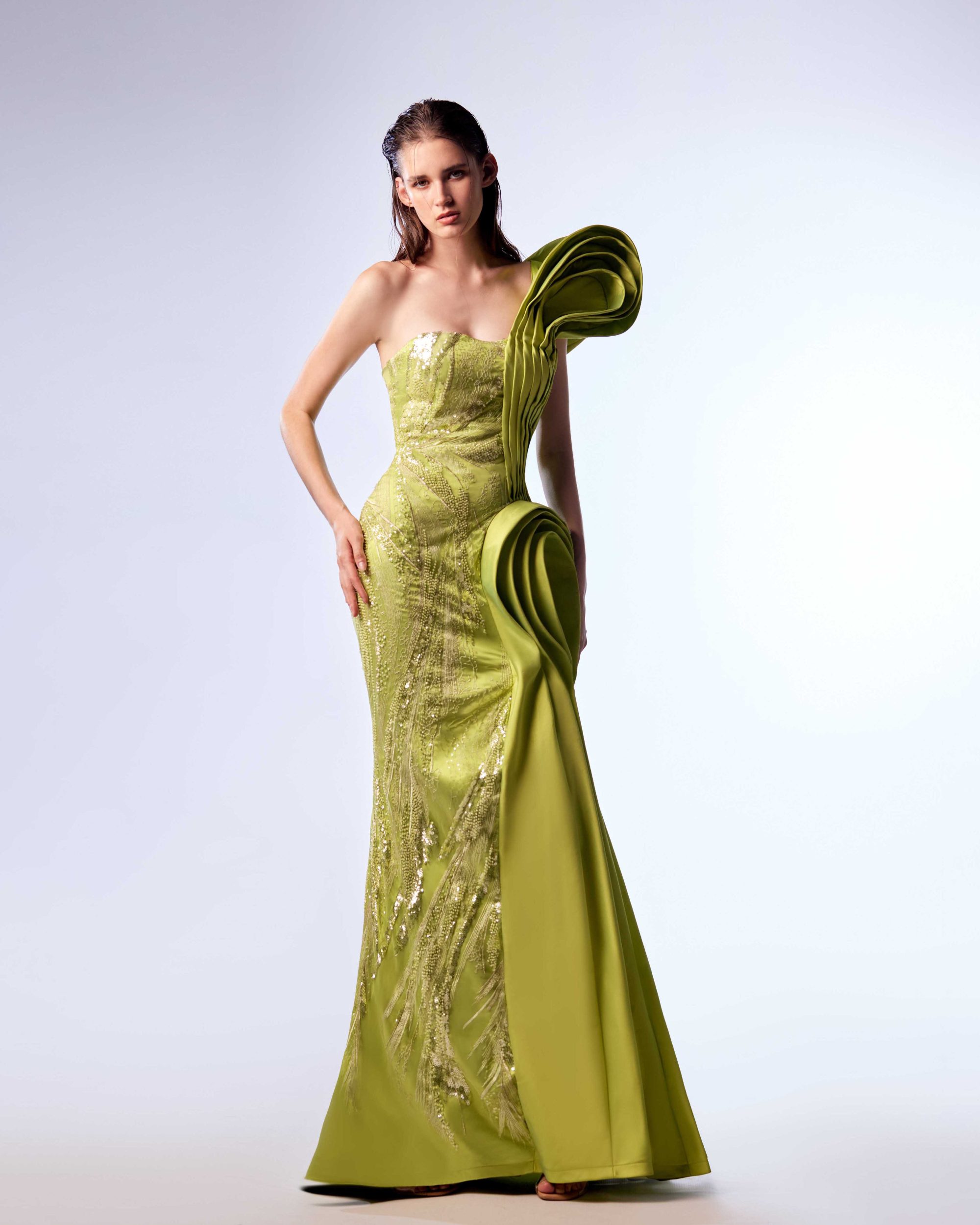 Ordandie Embellished Fire Orange Dress