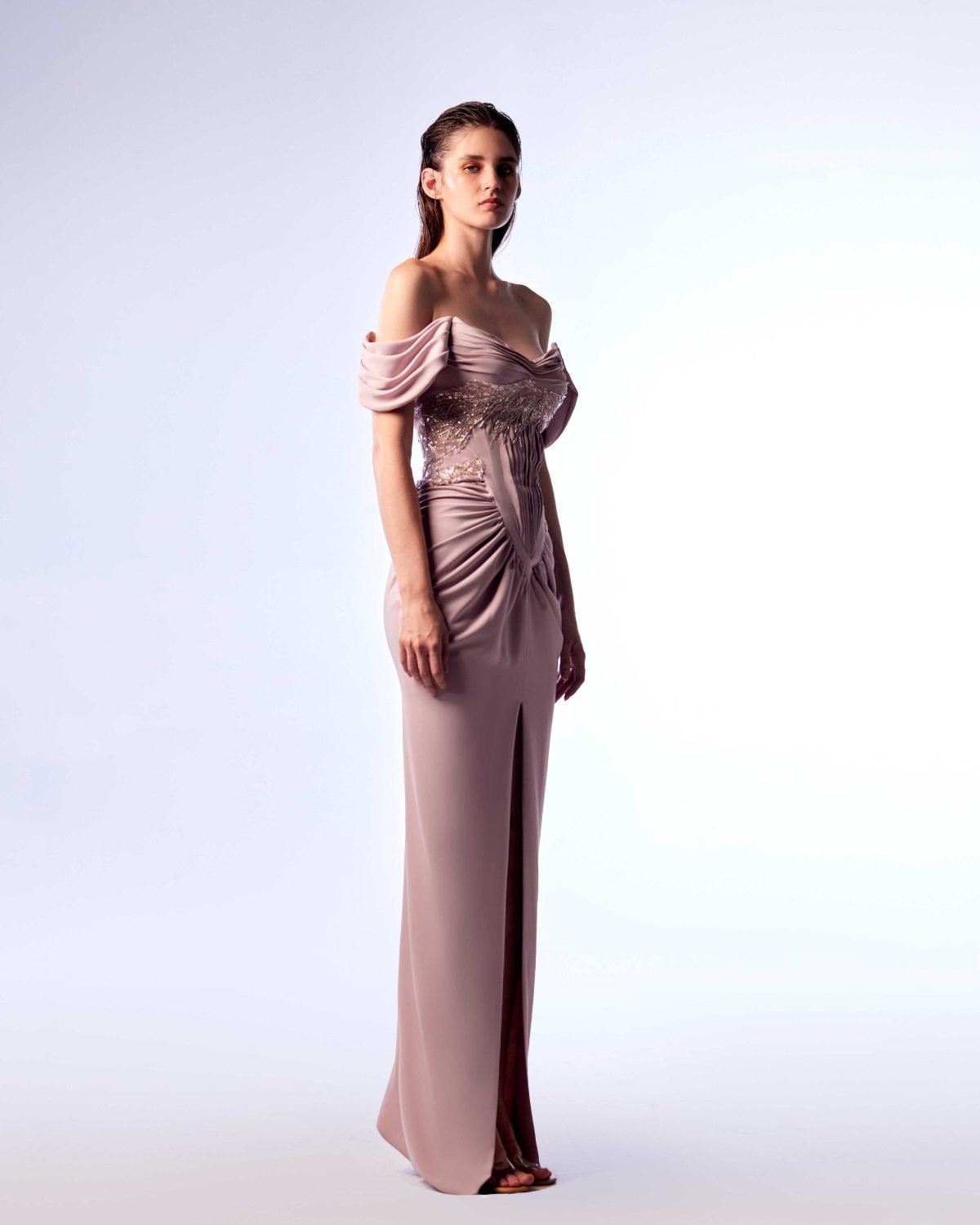 Ordandie Embellished Fire Orange Dress