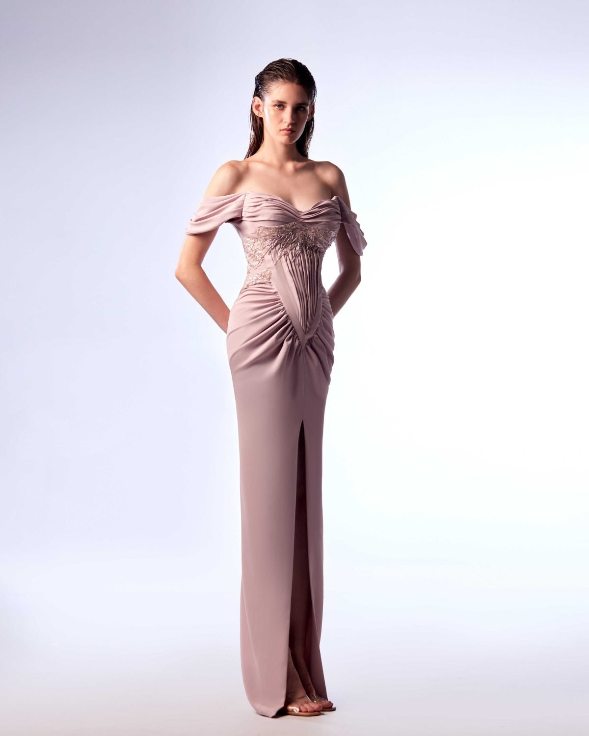 Ordandie Embellished Fire Orange Dress