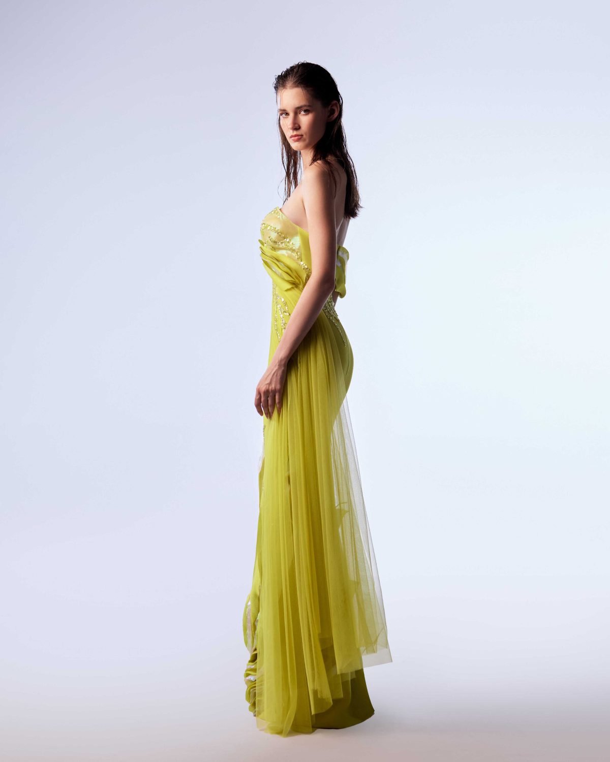 Ordandie Embellished Fire Orange Dress