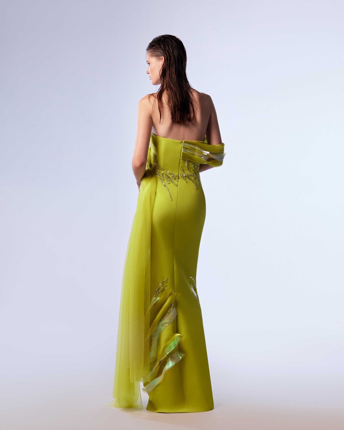 Ordandie Embellished Fire Orange Dress