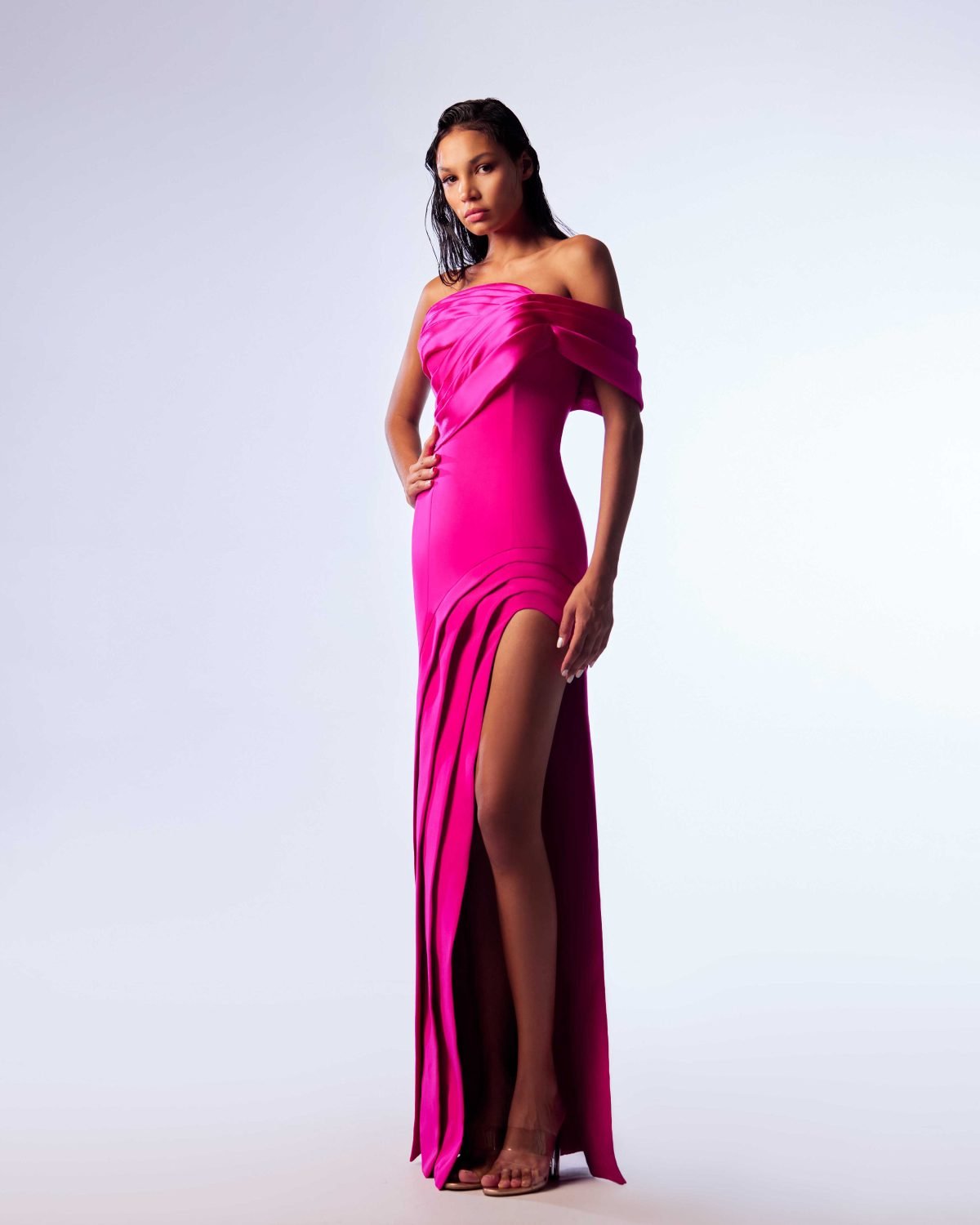 Ordandie Embellished Fire Orange Dress