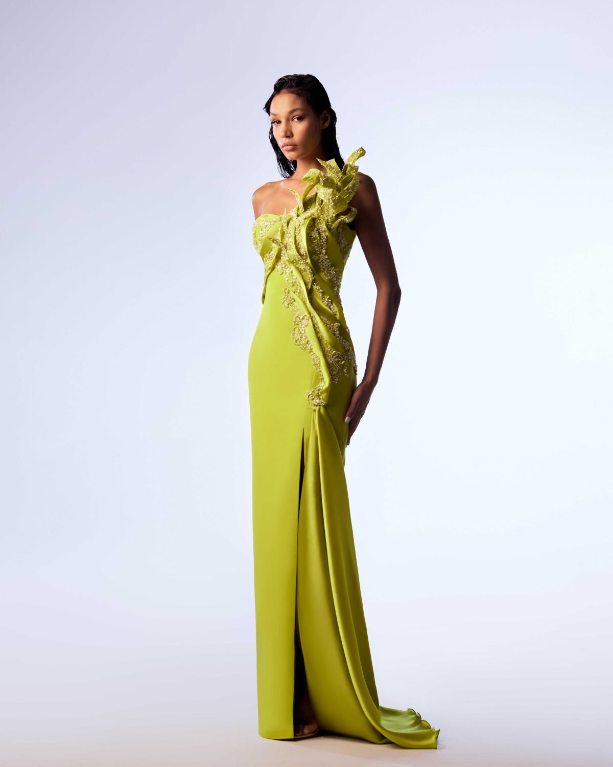 Ordandie Embellished Fire Orange Dress