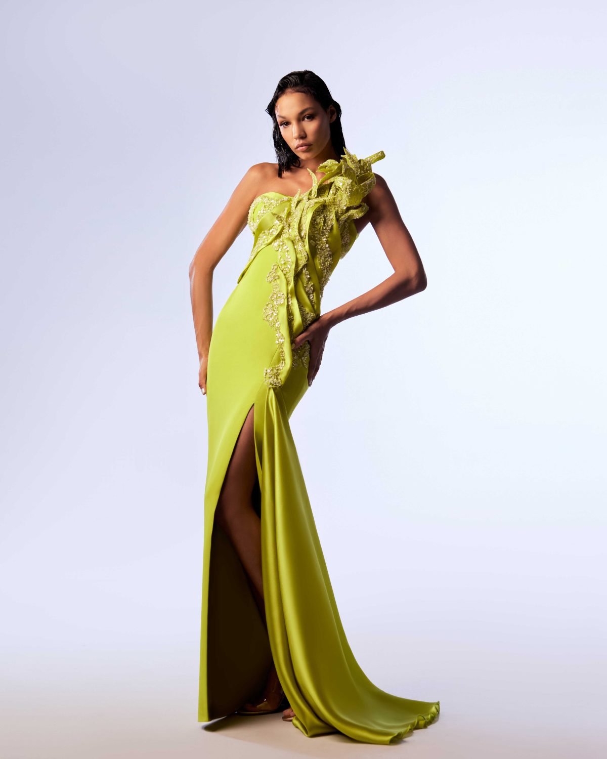 Ordandie Embellished Fire Orange Dress