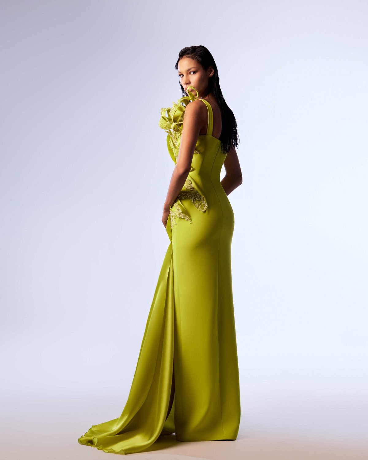 Ordandie Embellished Fire Orange Dress