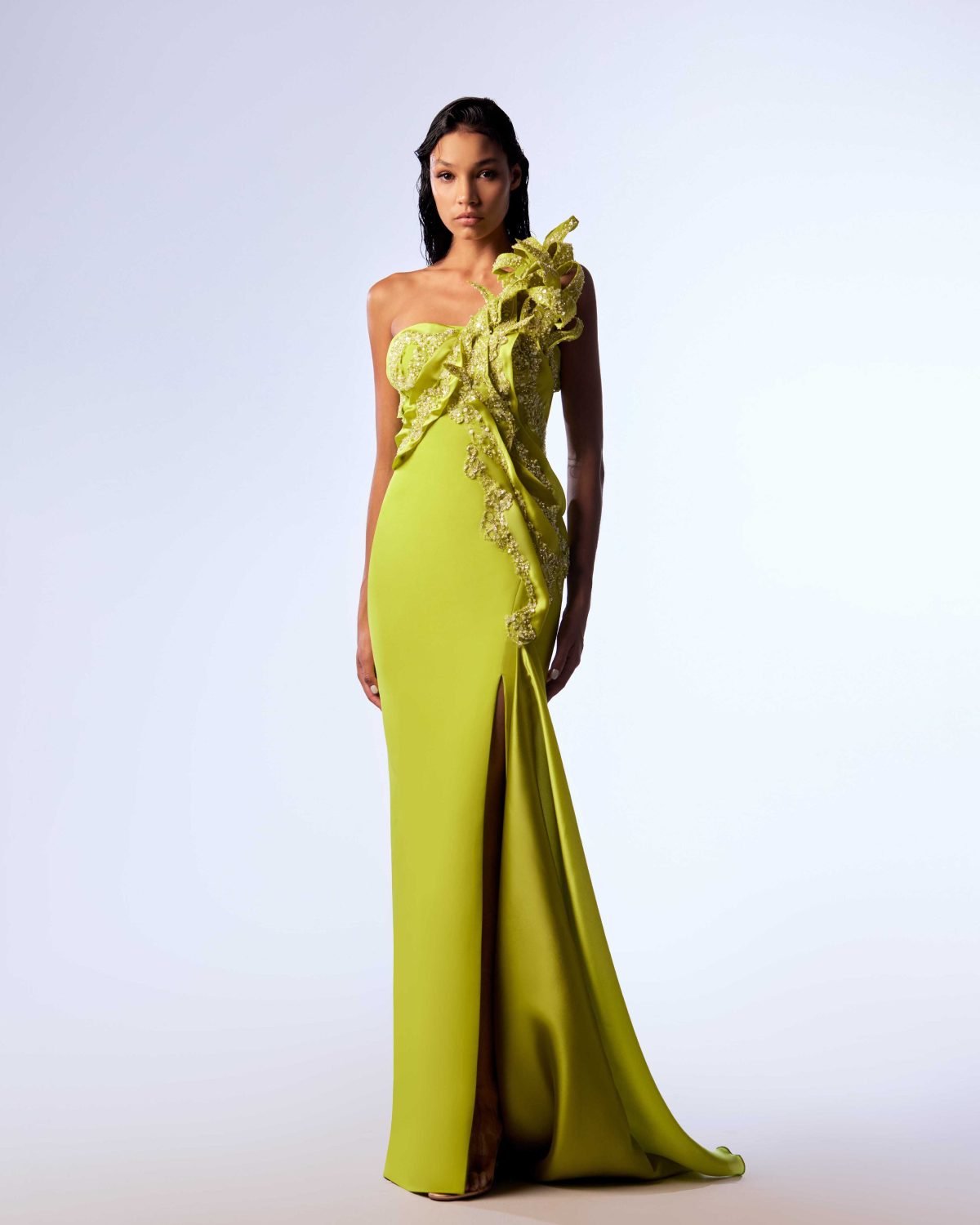 Ordandie Embellished Fire Orange Dress