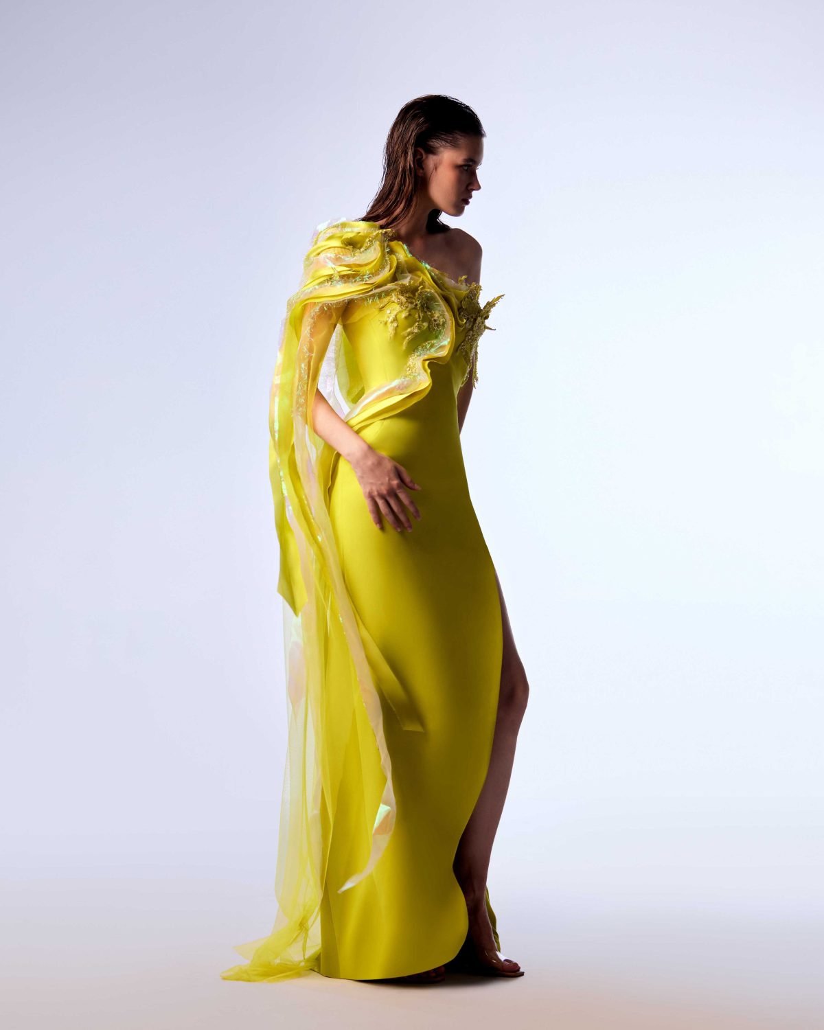 Ordandie Embellished Fire Orange Dress