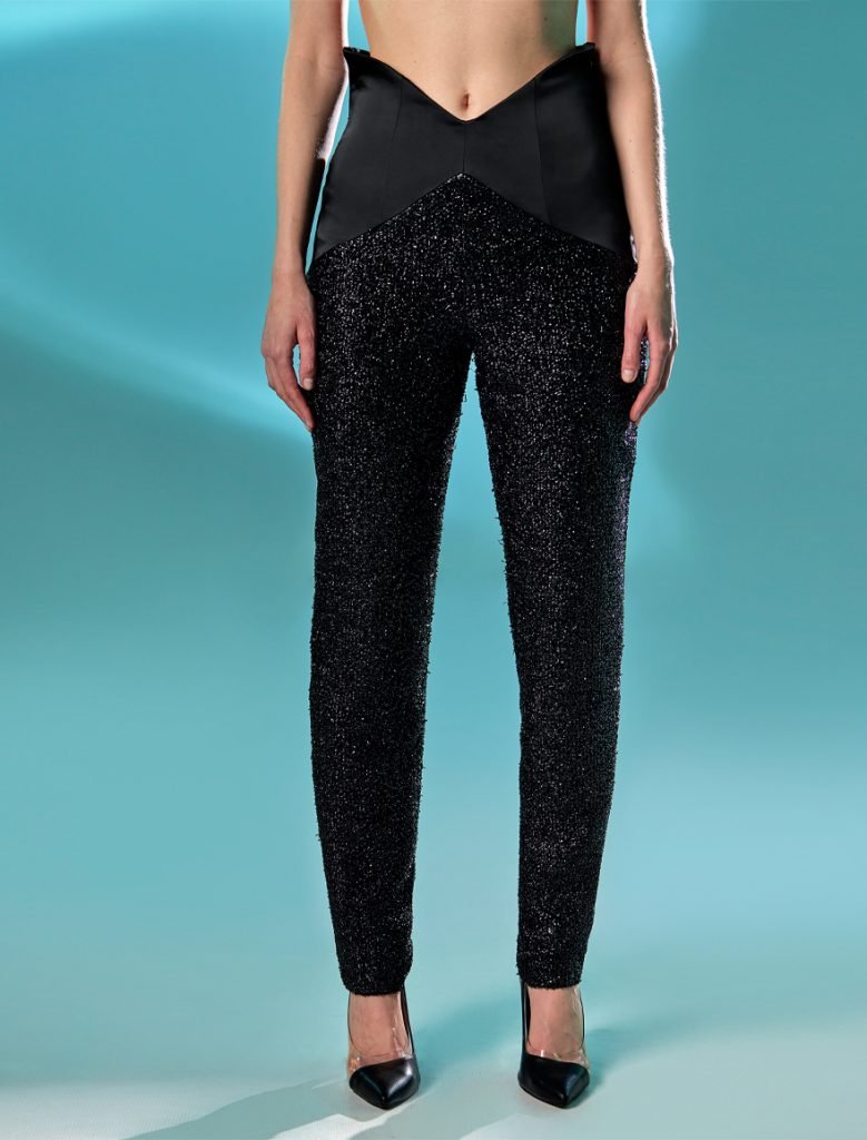 Shimmery Cigarette Black Pants 