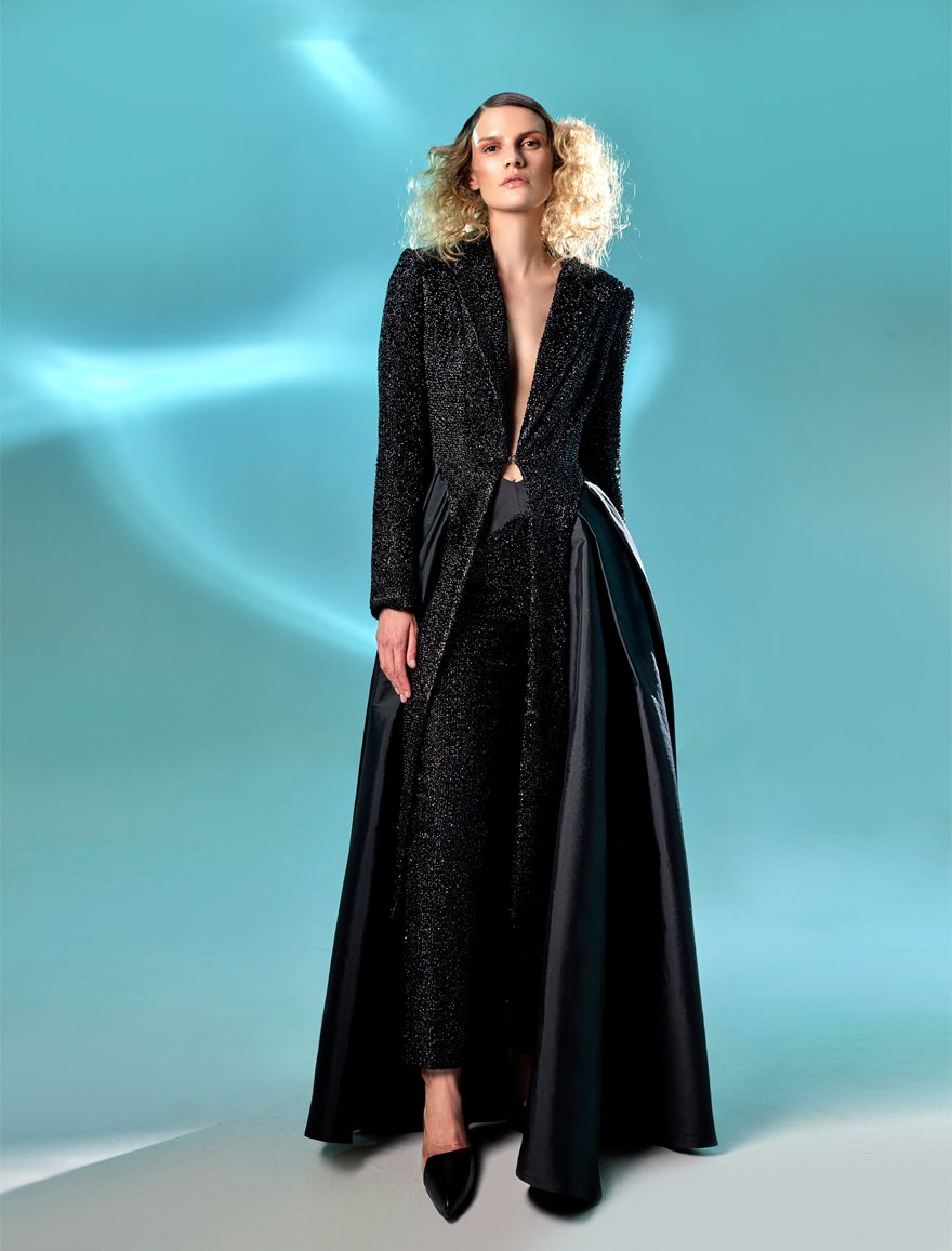 Shimmery Black Long Jacket