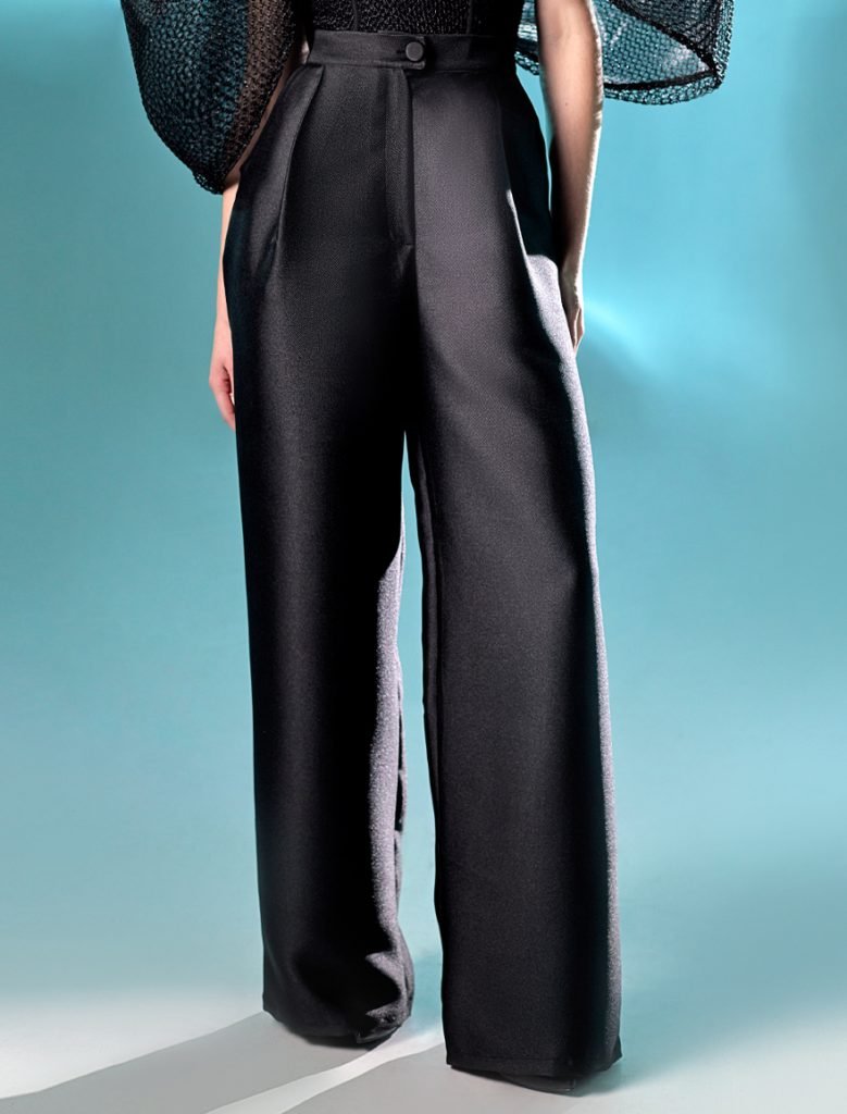 Black Mikado Piqué Pants 