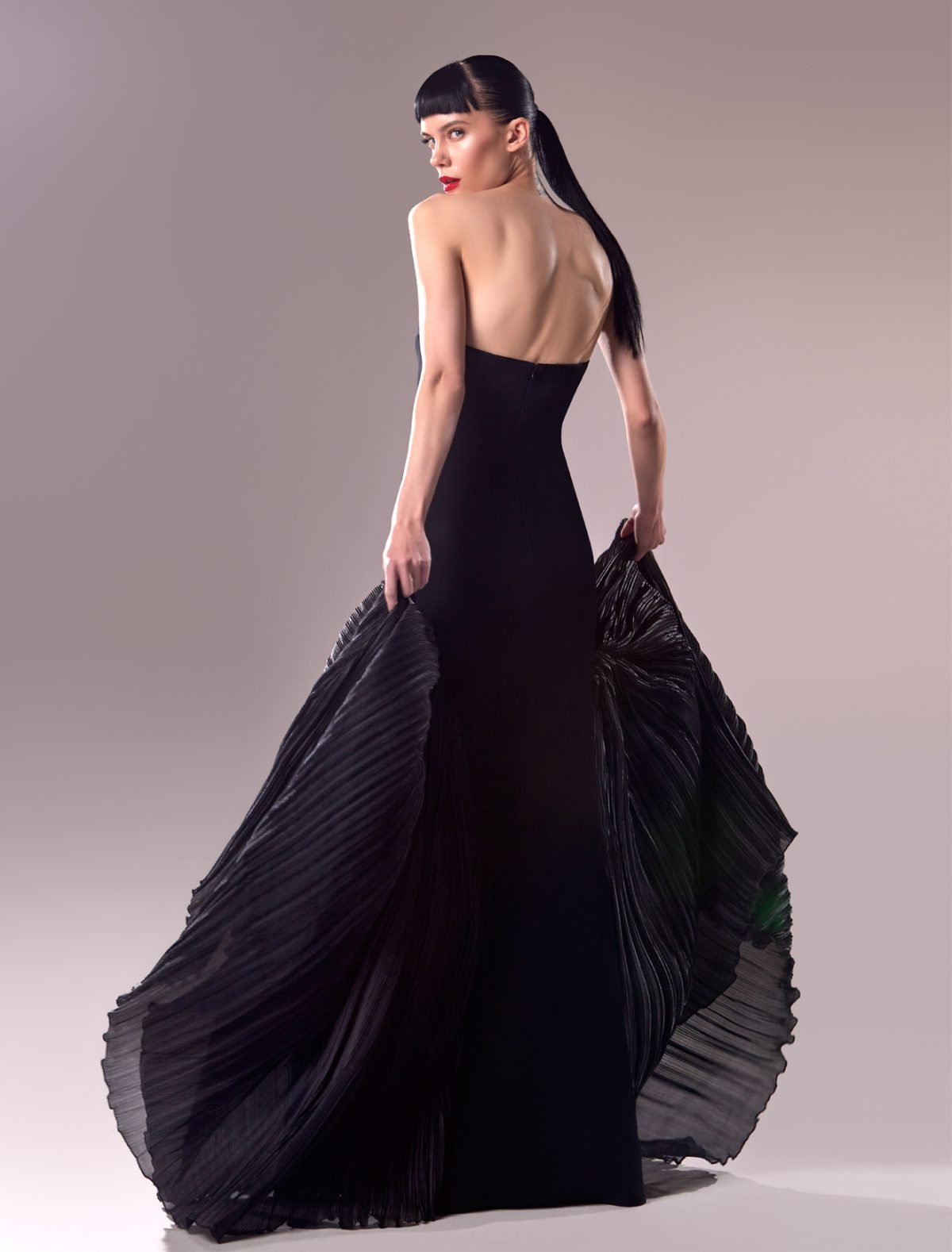 Mermaid Cutout Crepe and Organza Evening Dress
