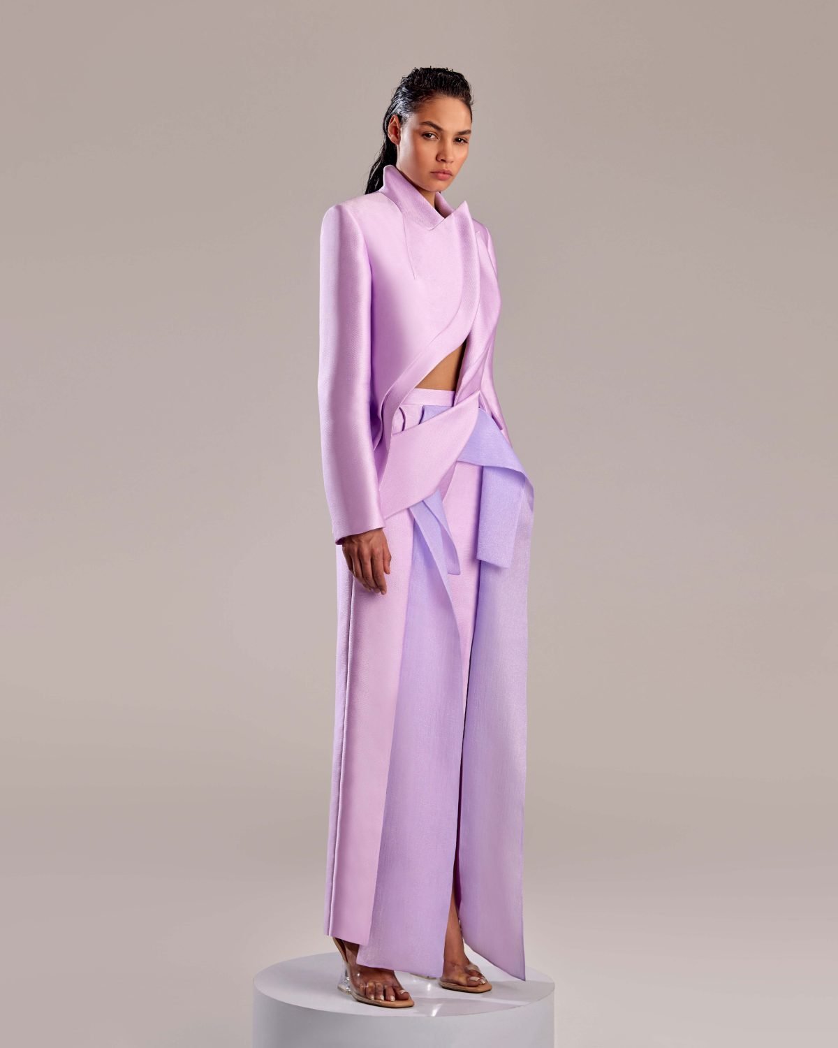 Lilac Mikado Piqué High-Fashion Pants