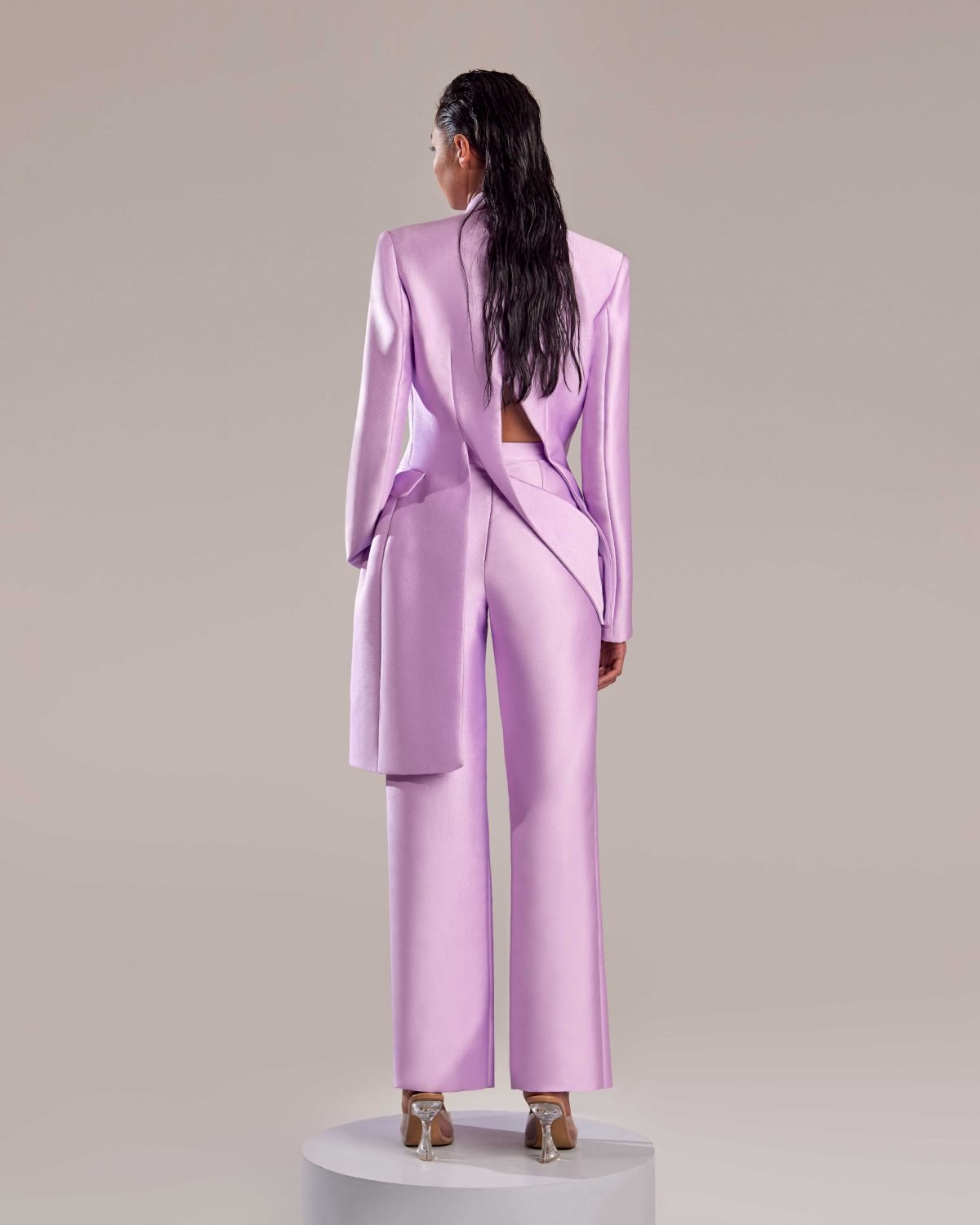 Lilac Mikado Piqué High-Fashion Pants