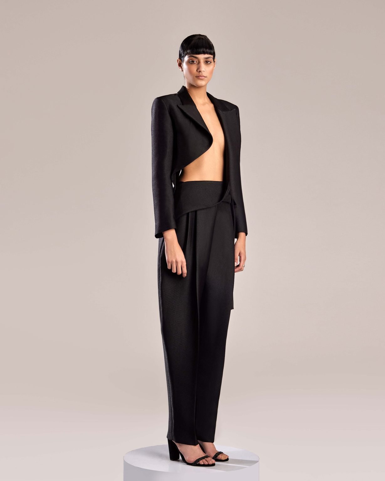 Sleek and Sophisticated Black Mikado Piqué Pants