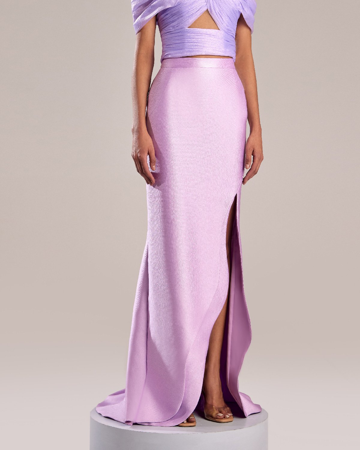 Elegant Two Layered Lilac Mikado Piqué Skirt