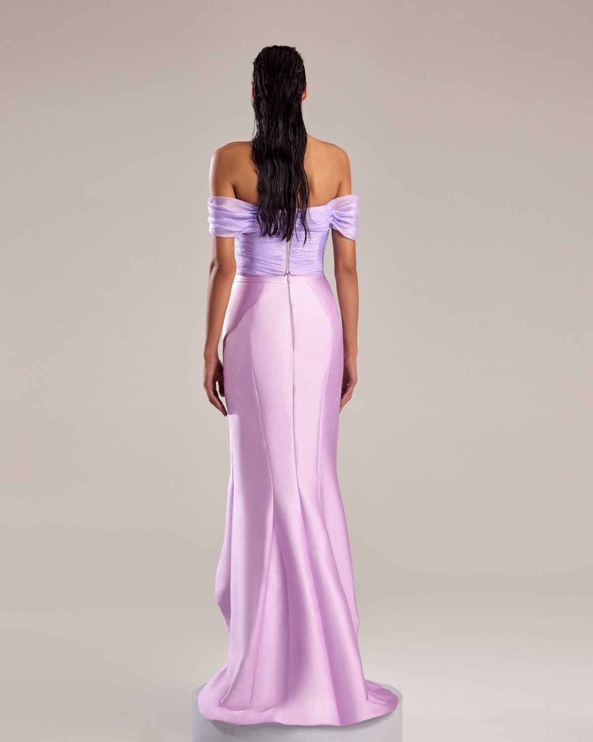 Elegant Two Layered Lilac Mikado Piqué Skirt
