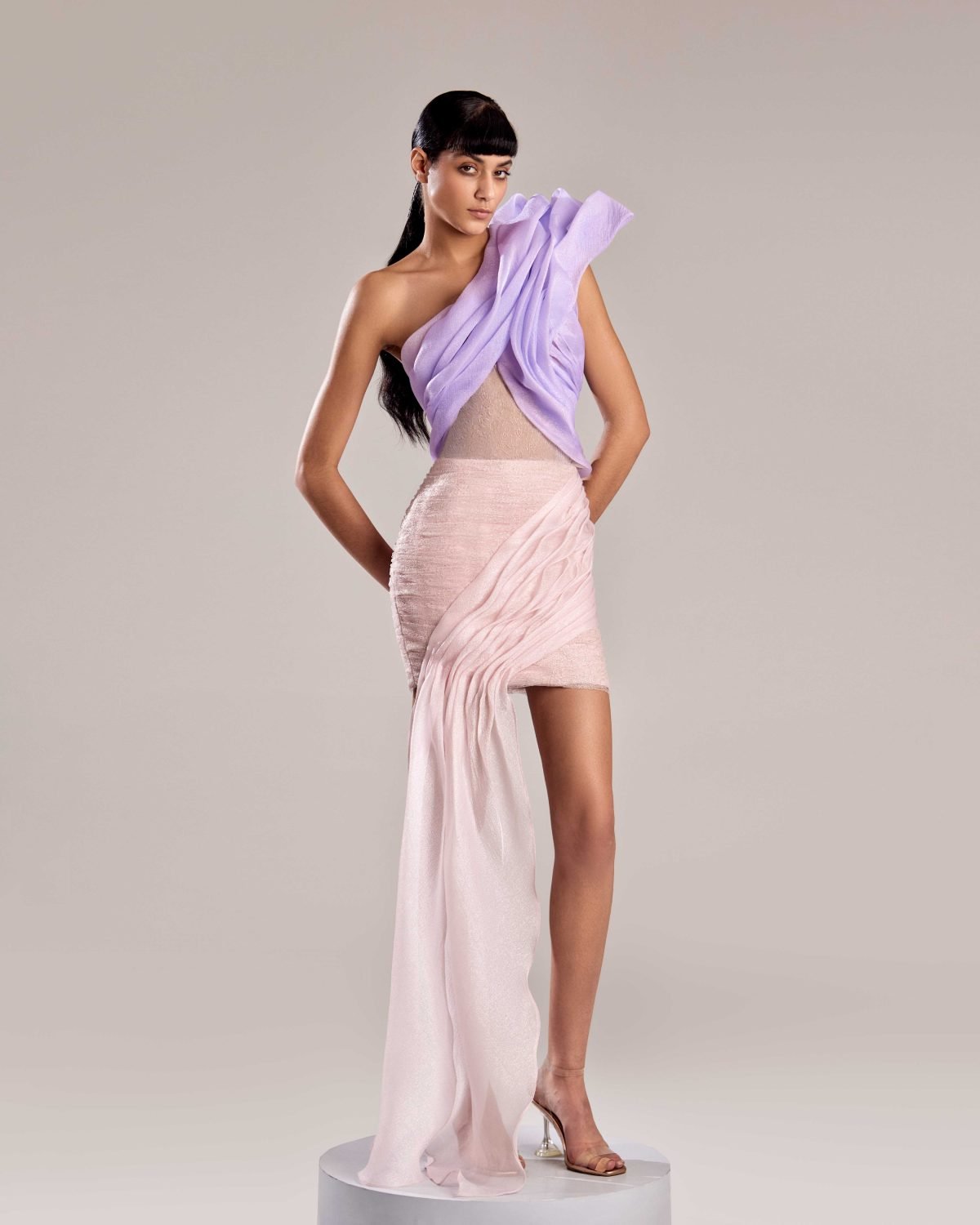 Lilac Organza One-Shoulder Top for Elegant and Chic Style