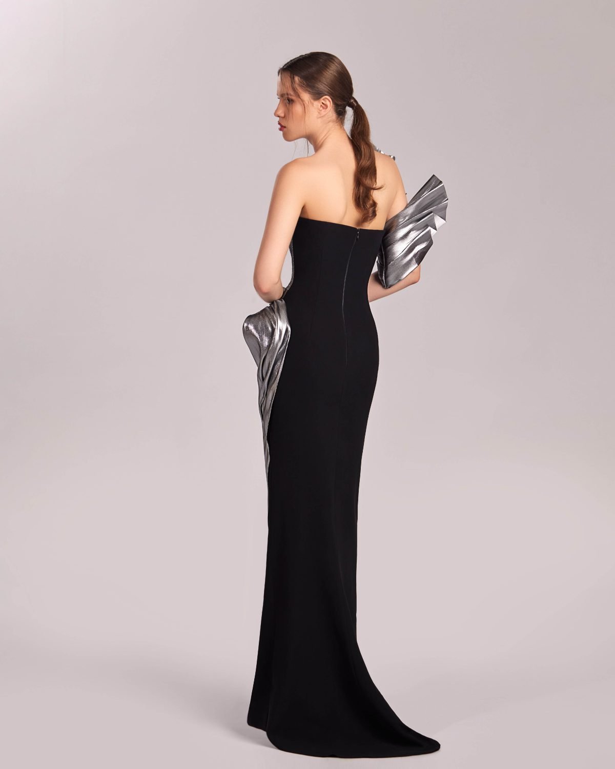 Black and Silver Asymmetrical Dress
