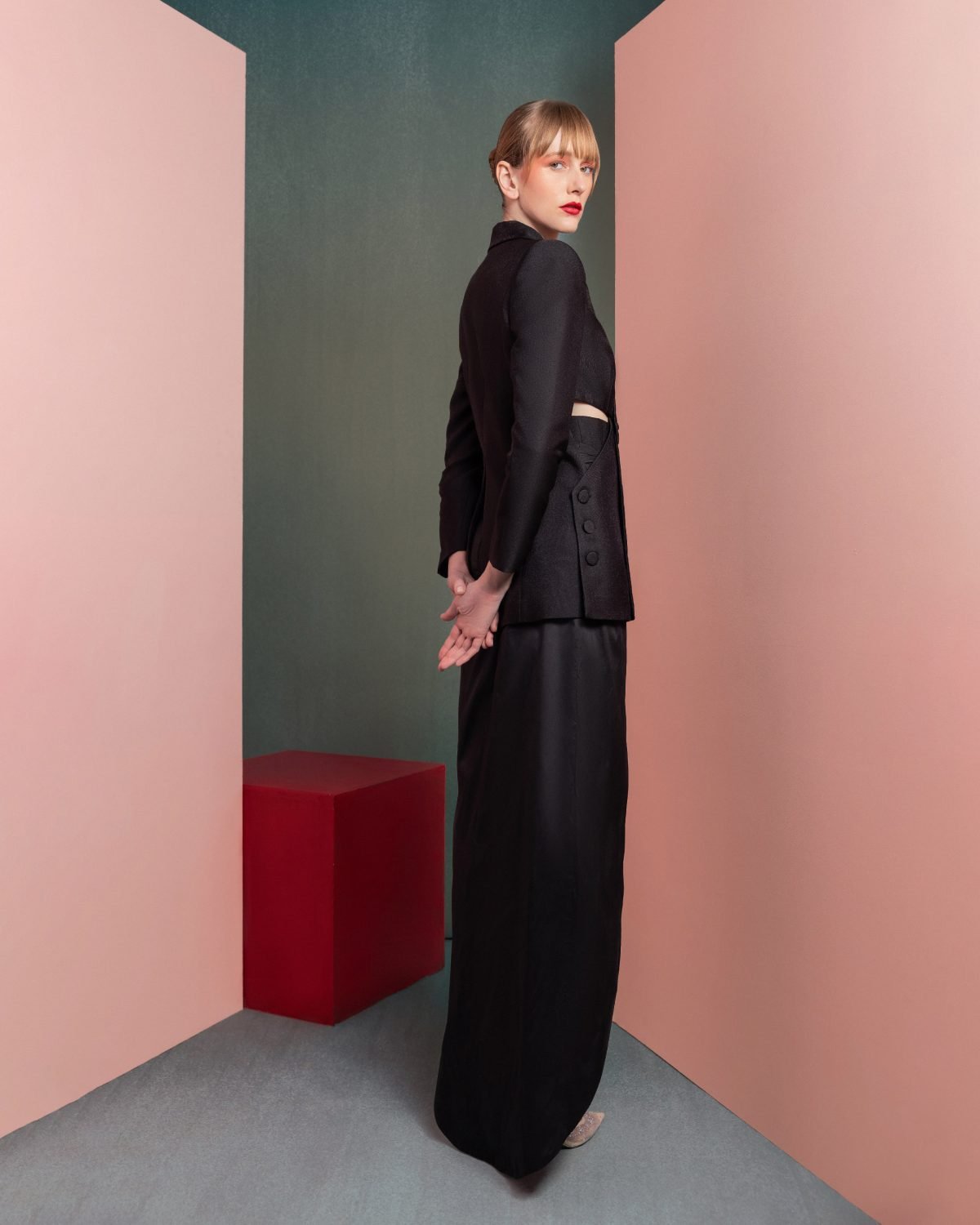 Structured Asymmetrical Blazer with Cut-Outs