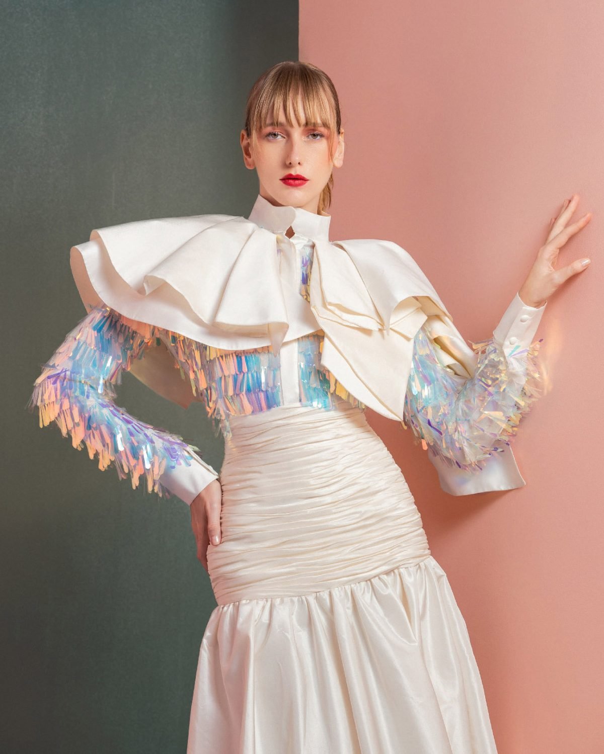 Taffeta and Sequin Embellished Blouse