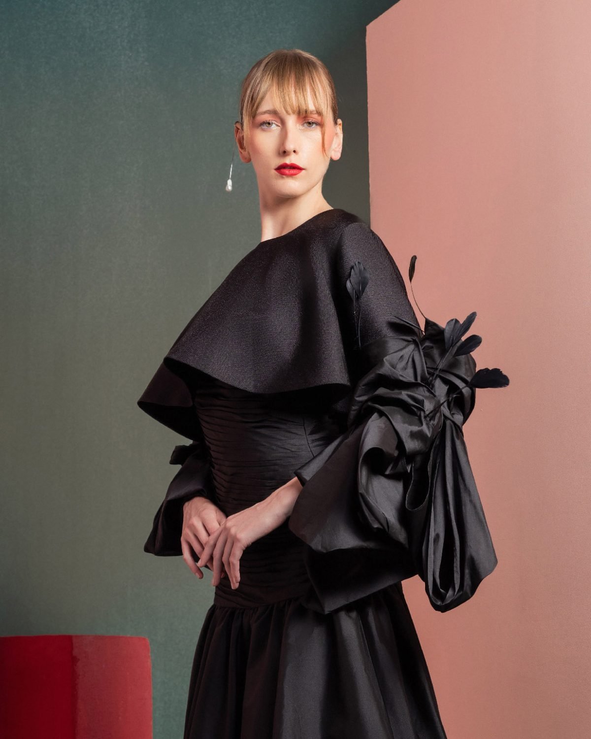 Black Gala Feathered Bolero Sleeves
