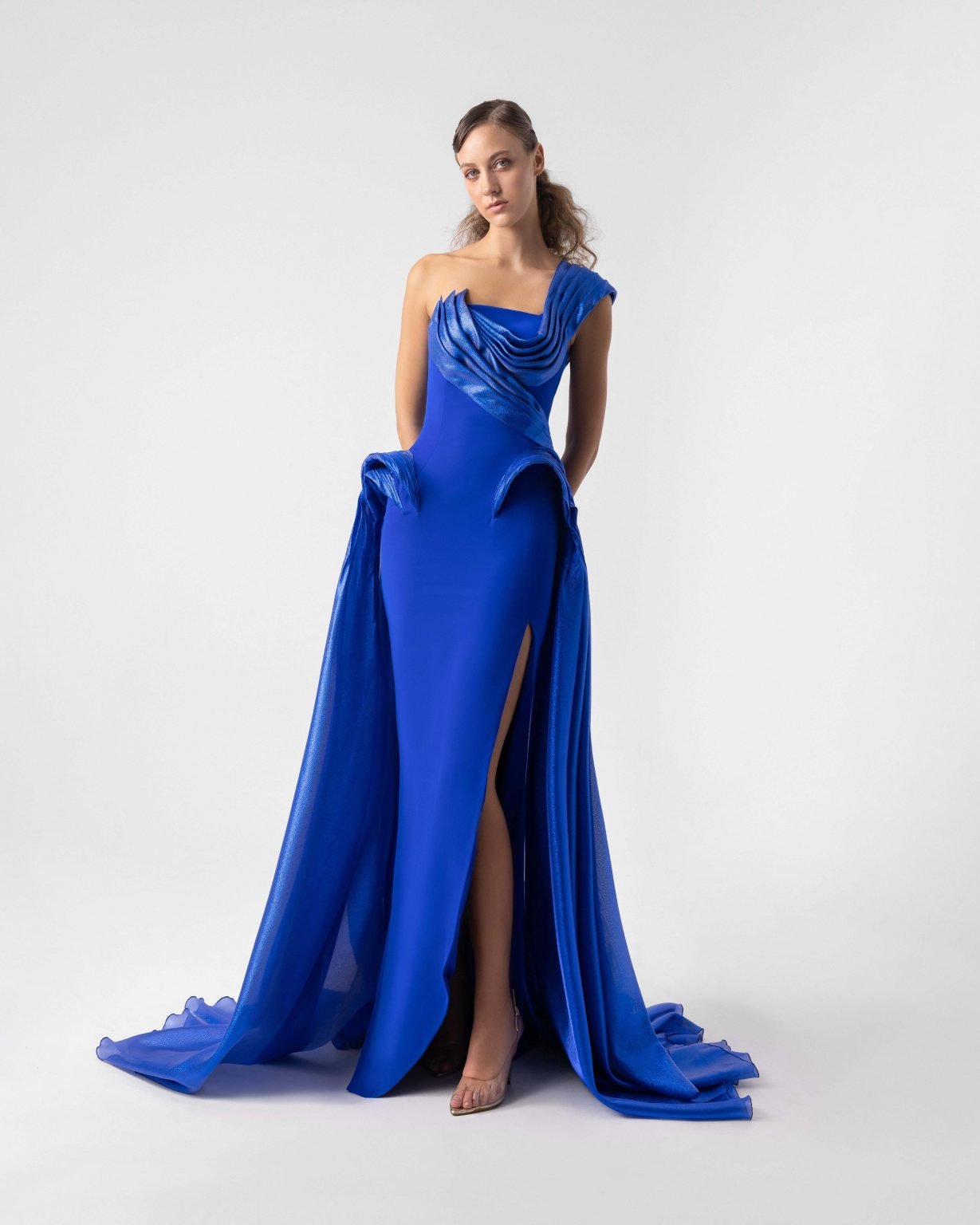 Curve Enhancing Draped One-Shoulder  Dress
