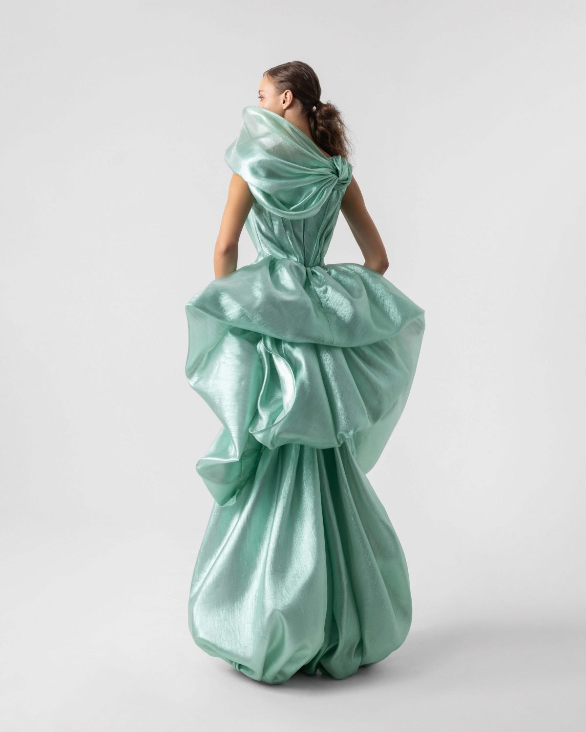Whirlwind Romance Draped Aqua Gown