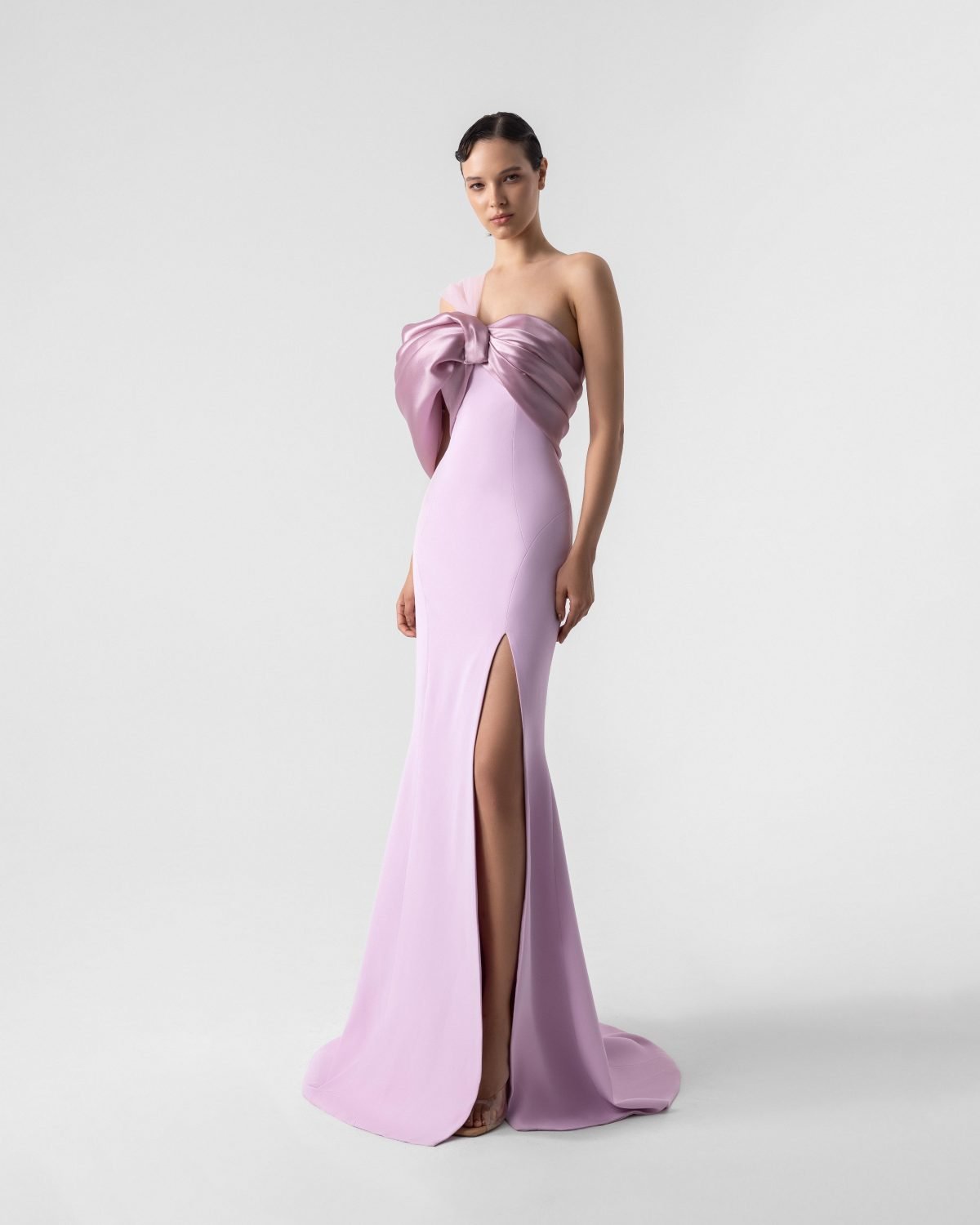 Sweet Old Rose Satin Organza Off-Shoulder Gown