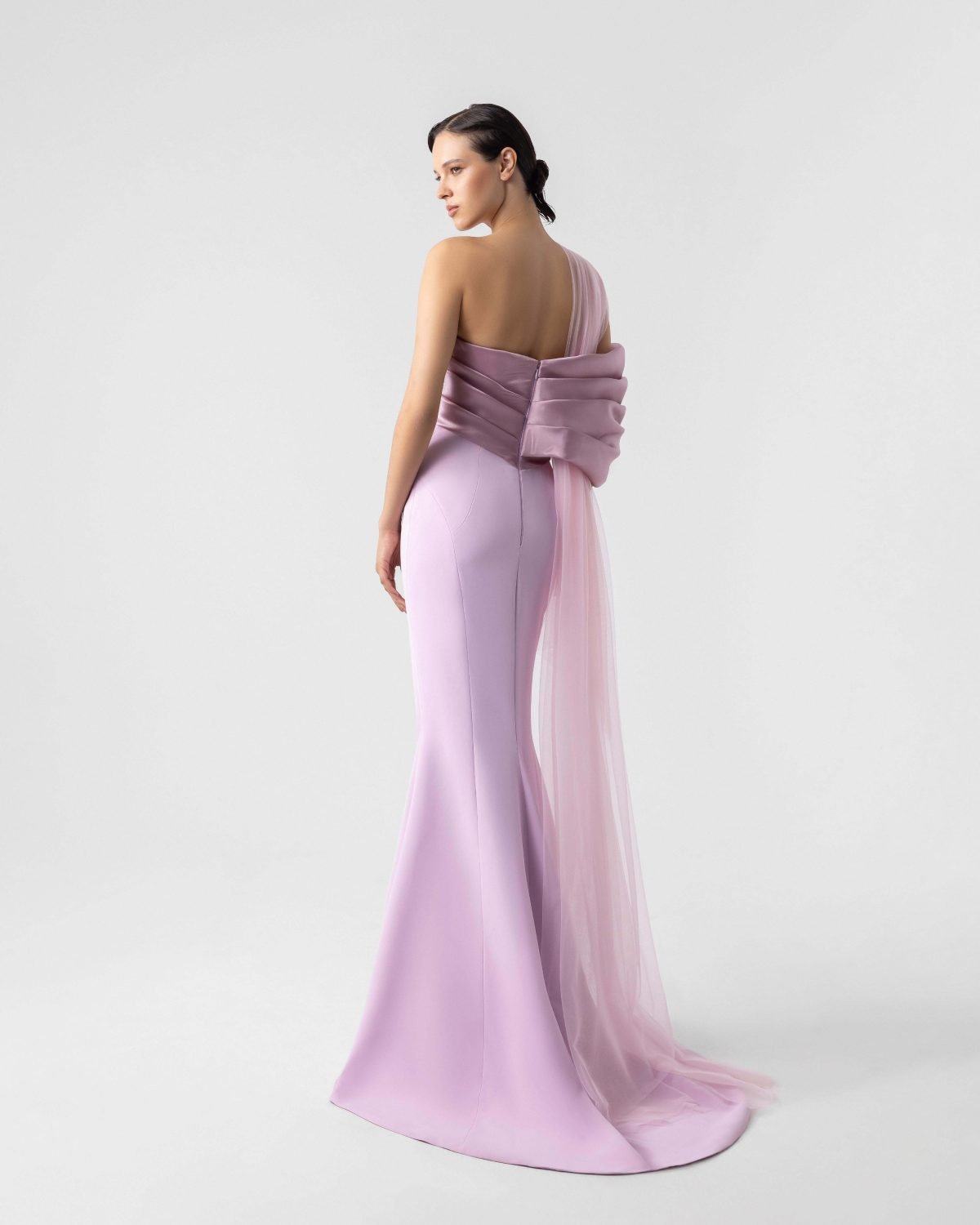 Sweet Old Rose Satin Organza Off-Shoulder Gown