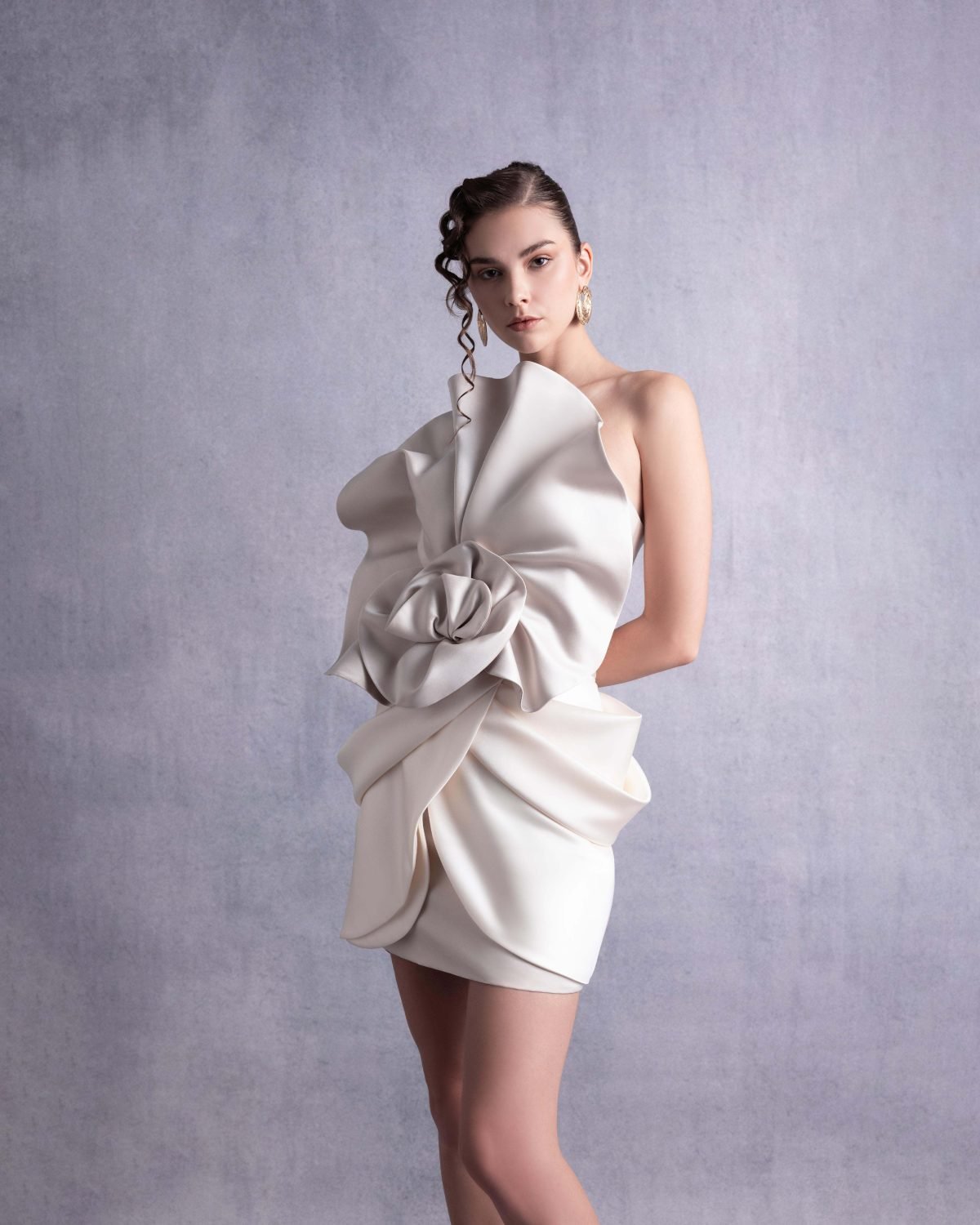 Sculptural Draped Razmir Mini Skirt