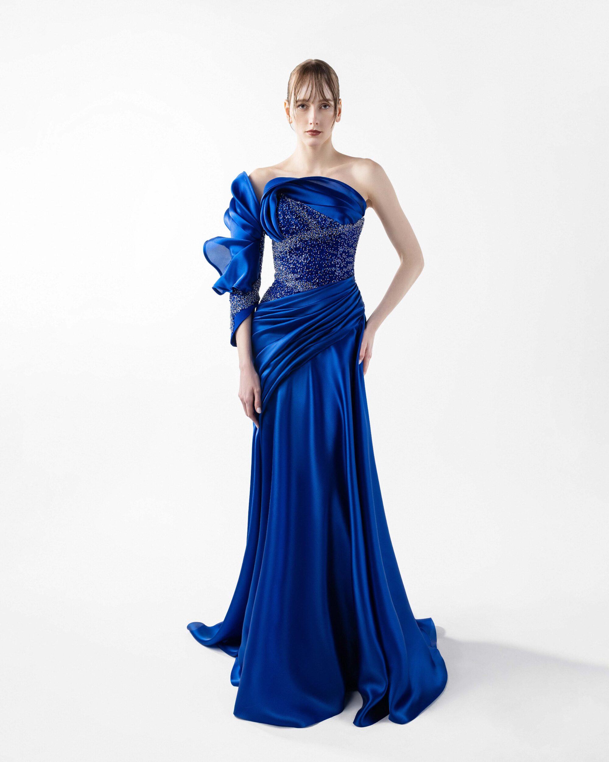 Midnight Grace in Sculpted Organza and Lace Gitane Dress