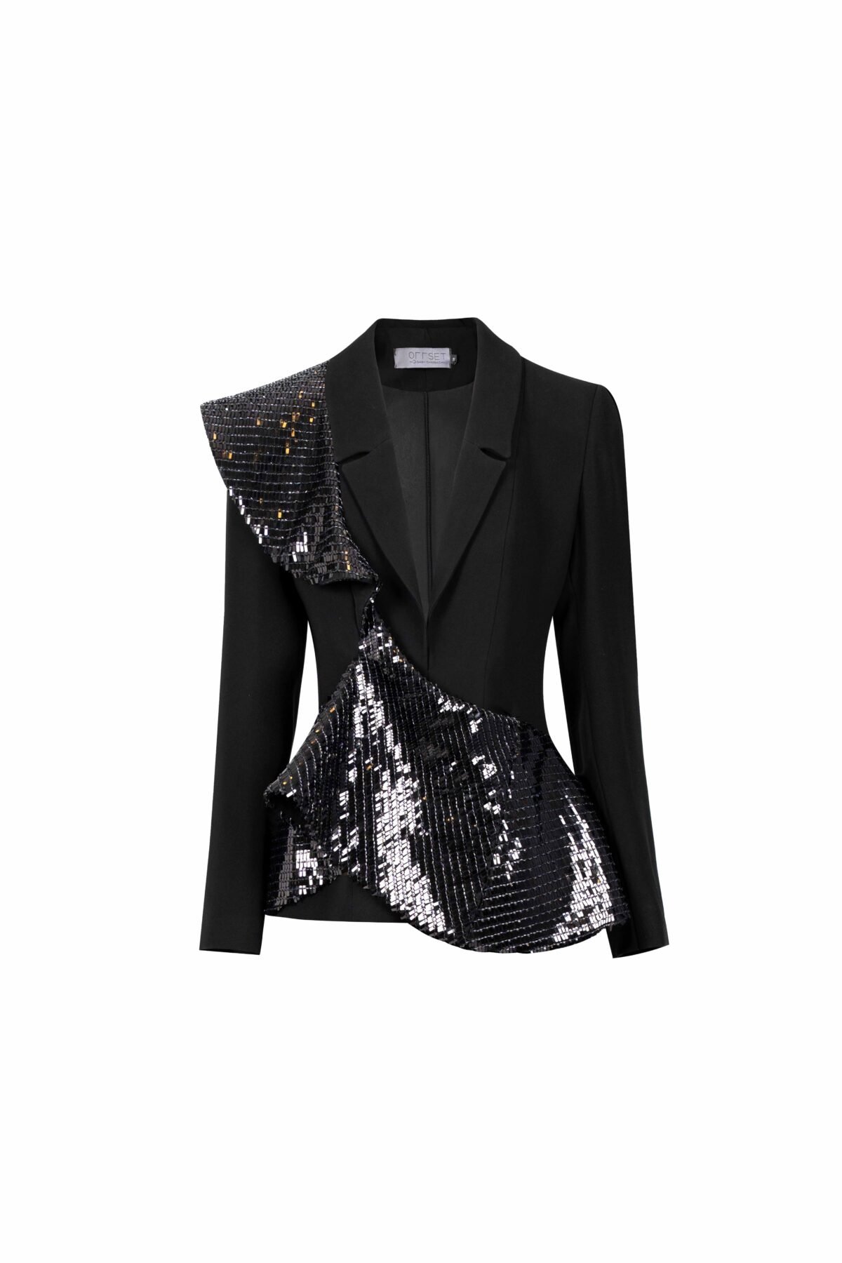 Asymmetrical Shoulders Sequin Embellished Jacket