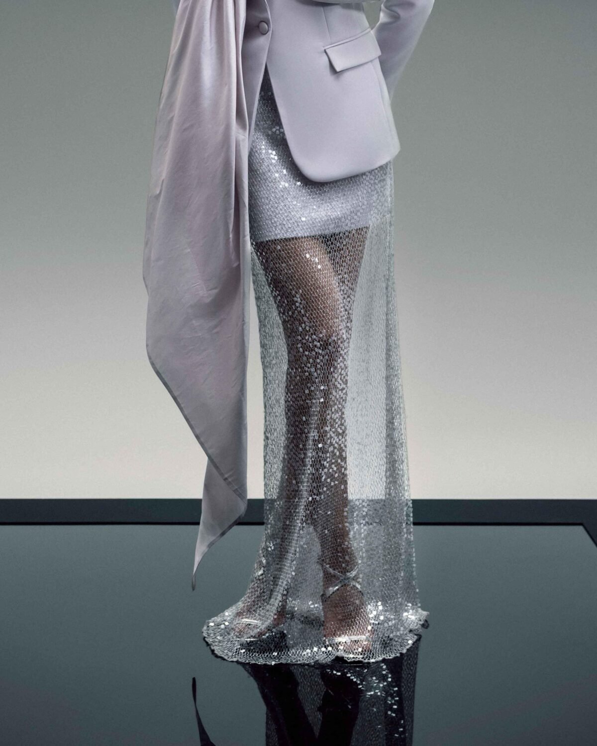 Sparkling Sequin Mesh Overlay, Lilac Skirt
