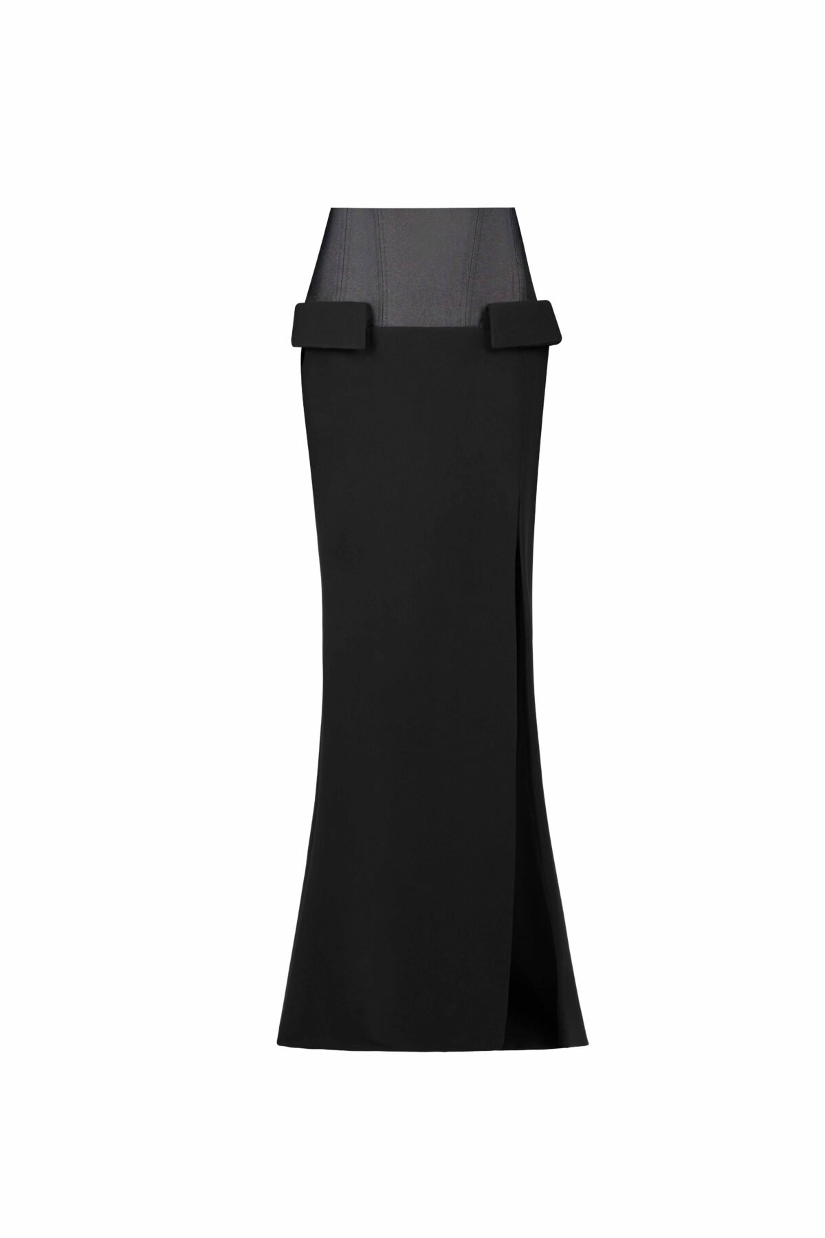 Structured Waist High-Slit Maxi Skirt