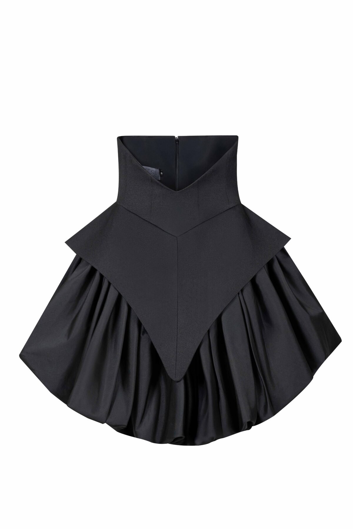 Cinched Waist Balloon Black Skirt