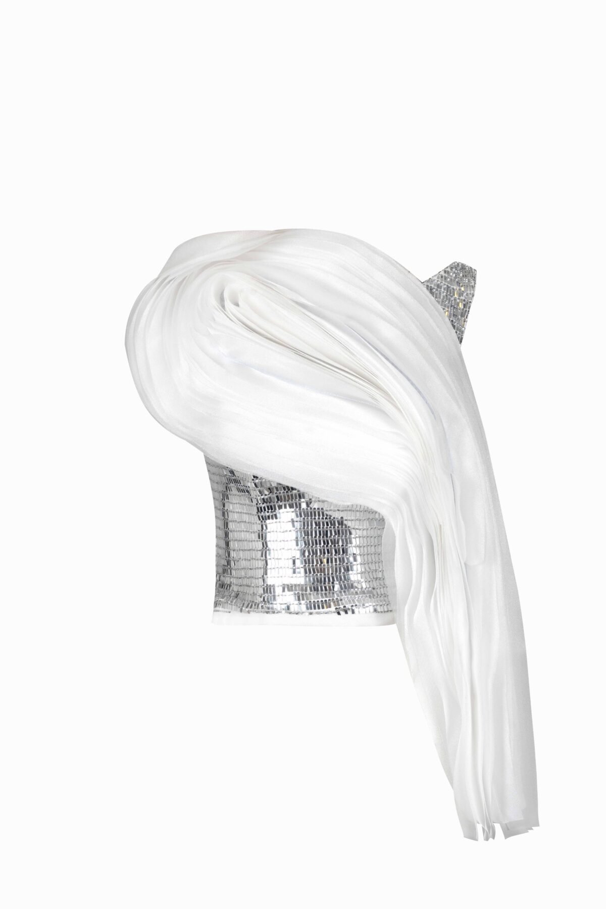 Shimmery Sequin Corset with Flowing Off-white Organza
