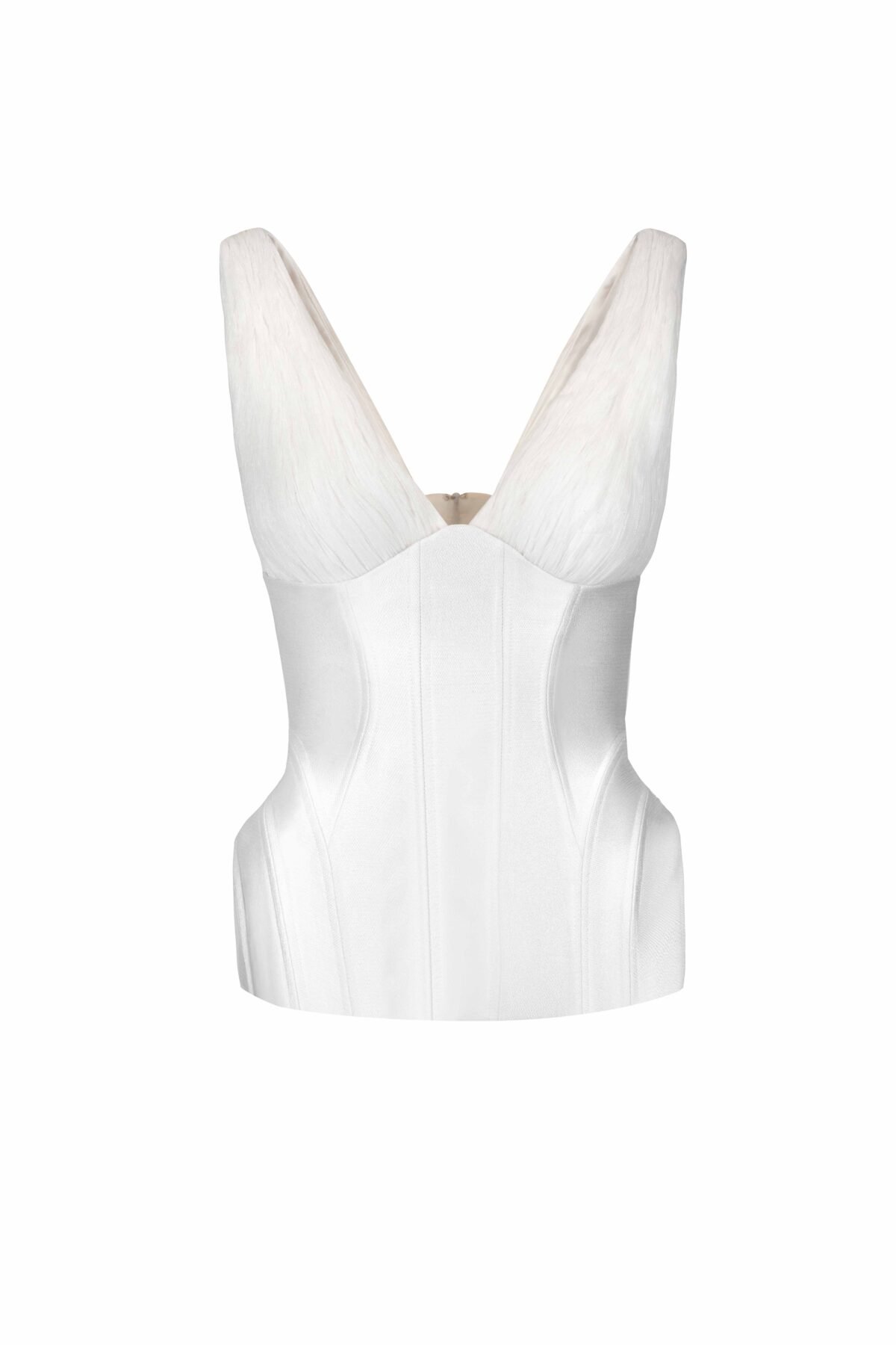 Pleated Chiffon, Sculpted Mikado Piqué Top