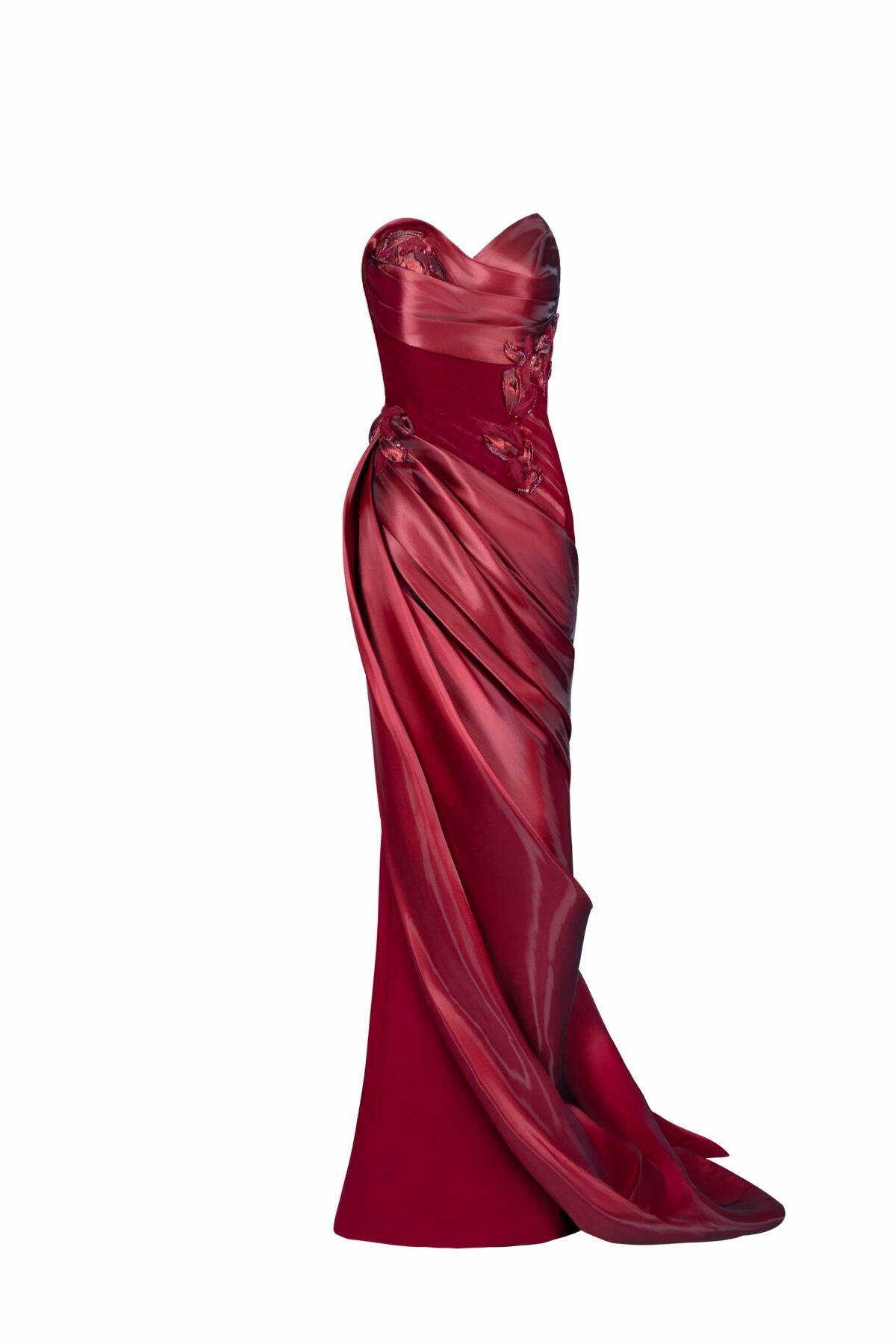 Rebirth of a Queen: Winged Champagne Organza Nude Evening Gown